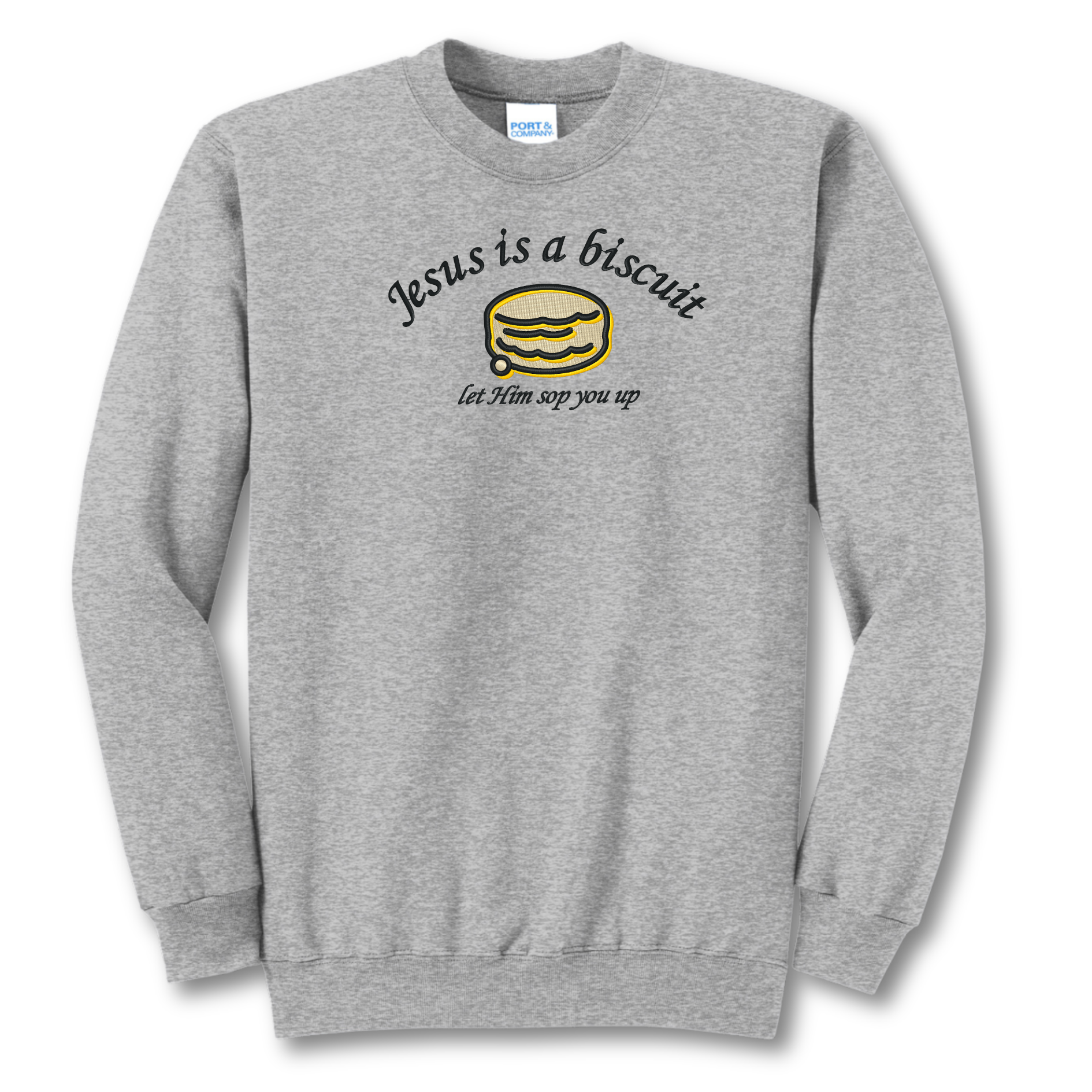 Jesus Biscuit Embroidered Crewneck Sweatshirt, Unisex