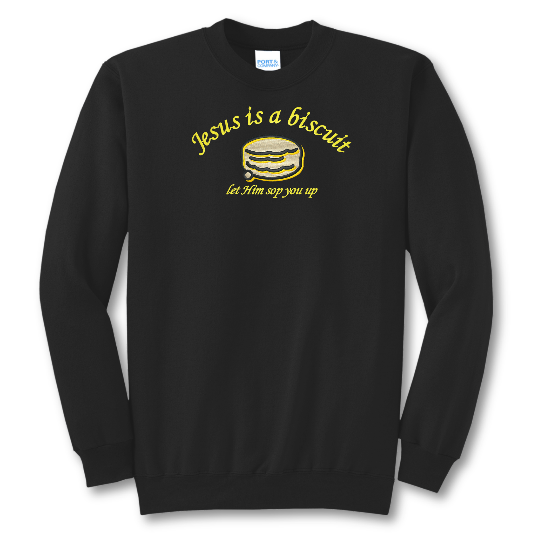 Jesus Biscuit Embroidered Crewneck Sweatshirt, Unisex