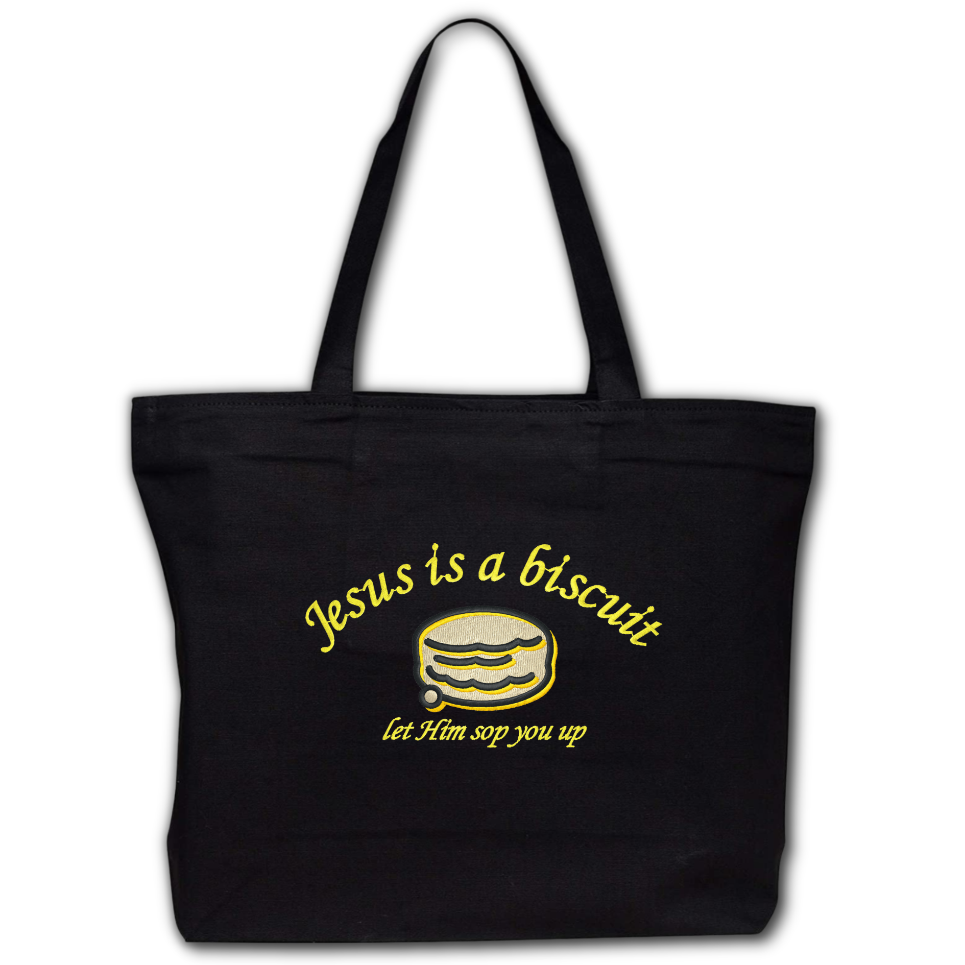 Jesus Biscuit Embroidered Canvas Tote Bag