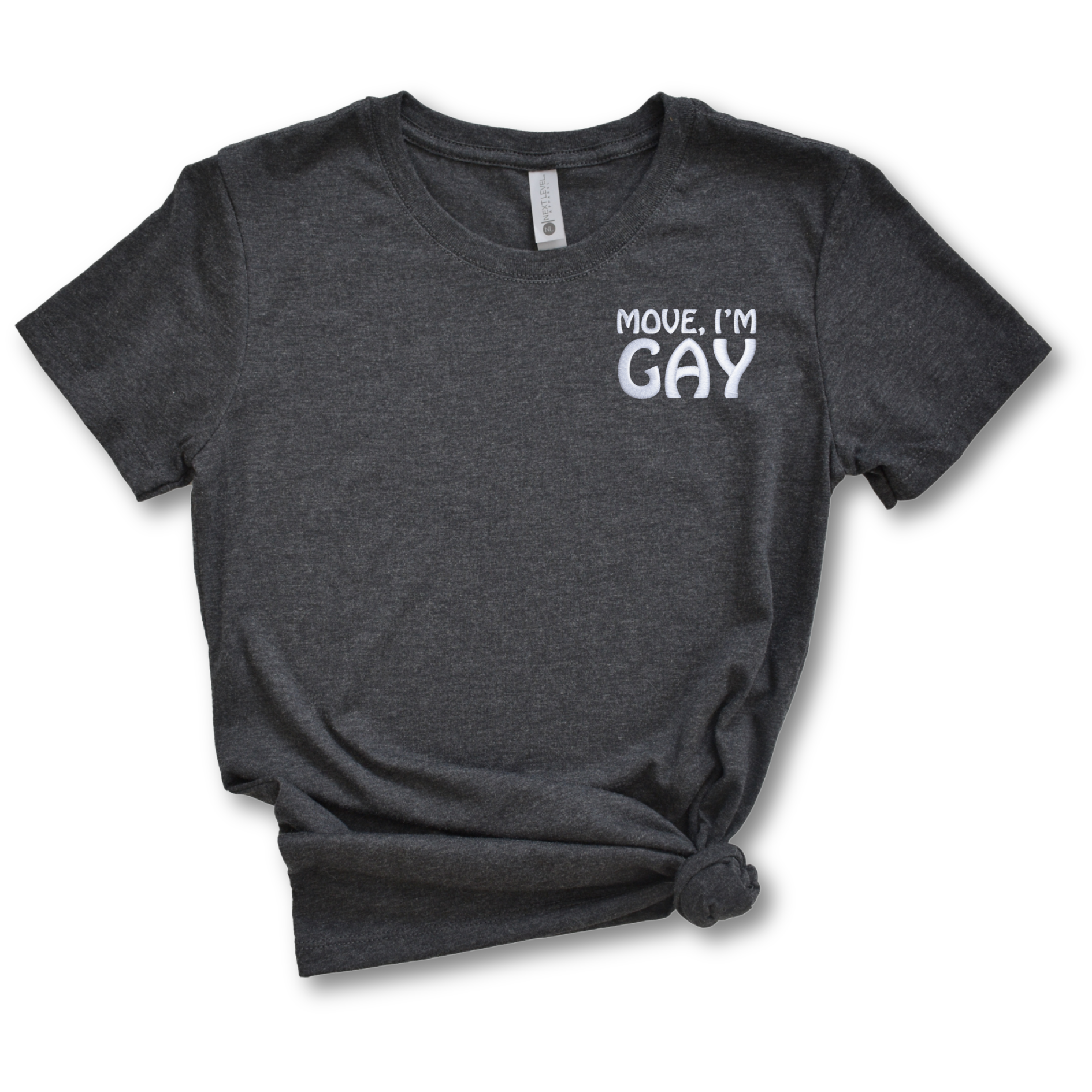 Move I'm Gay Embroidered Tee Shirt, Unisex