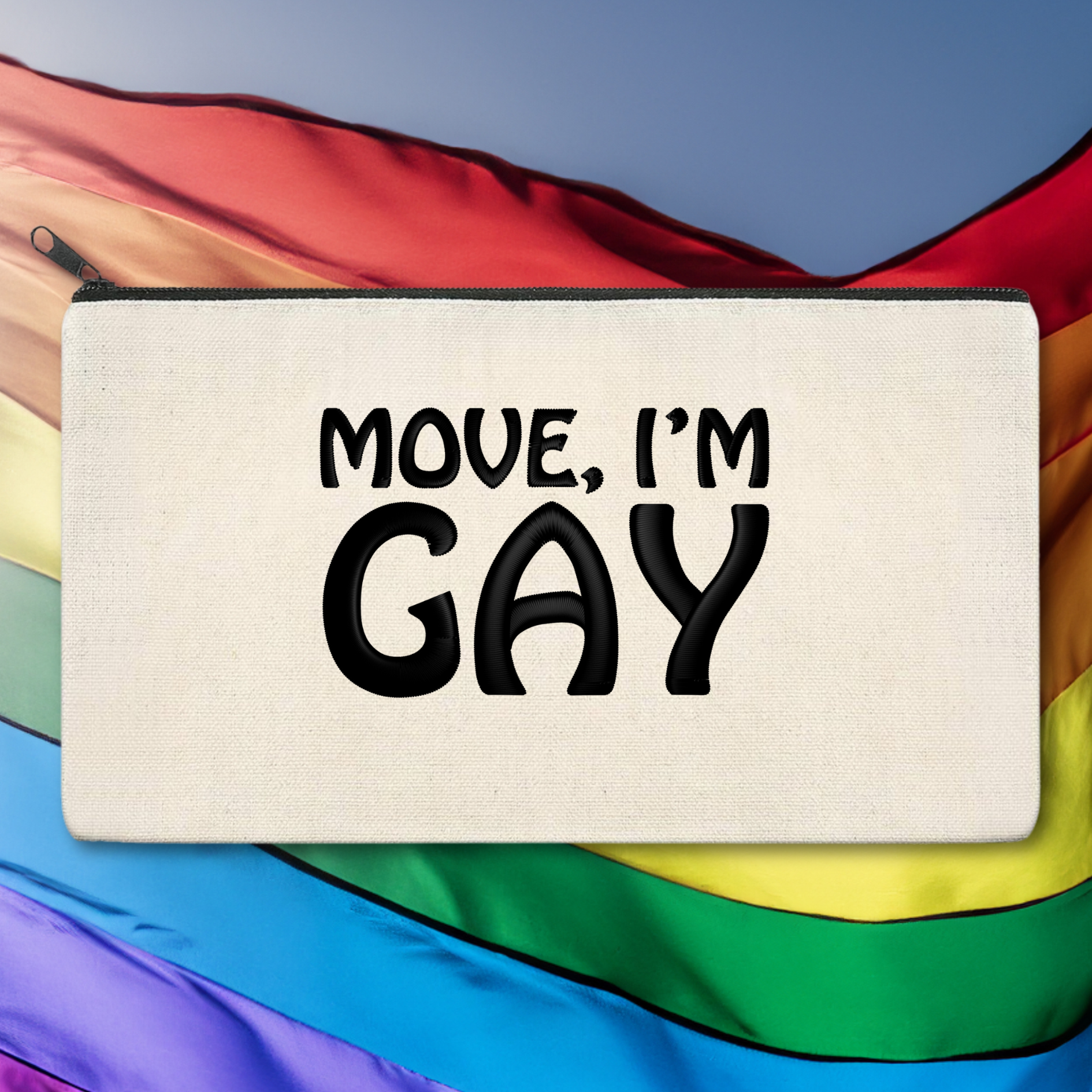 Move I'm Gay Embroidered Multipurpose Zipper Pouch Bag