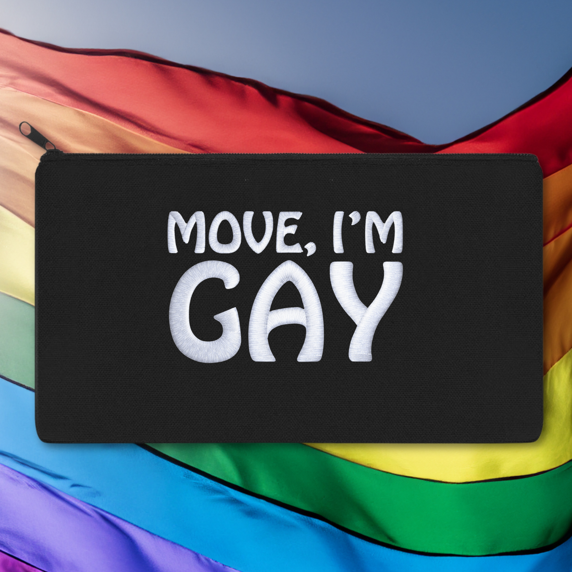 Move I'm Gay Embroidered Multipurpose Zipper Pouch Bag