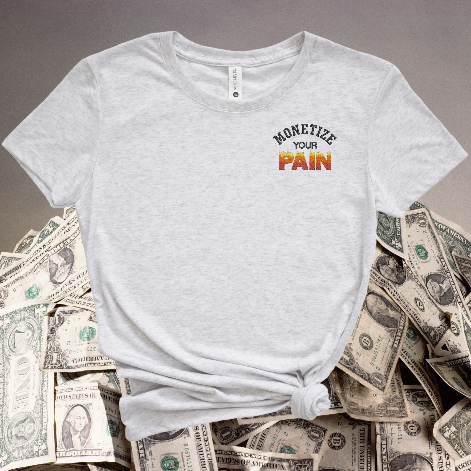 Monetize Your Pain Embroidered Tee Shirt, Unisex