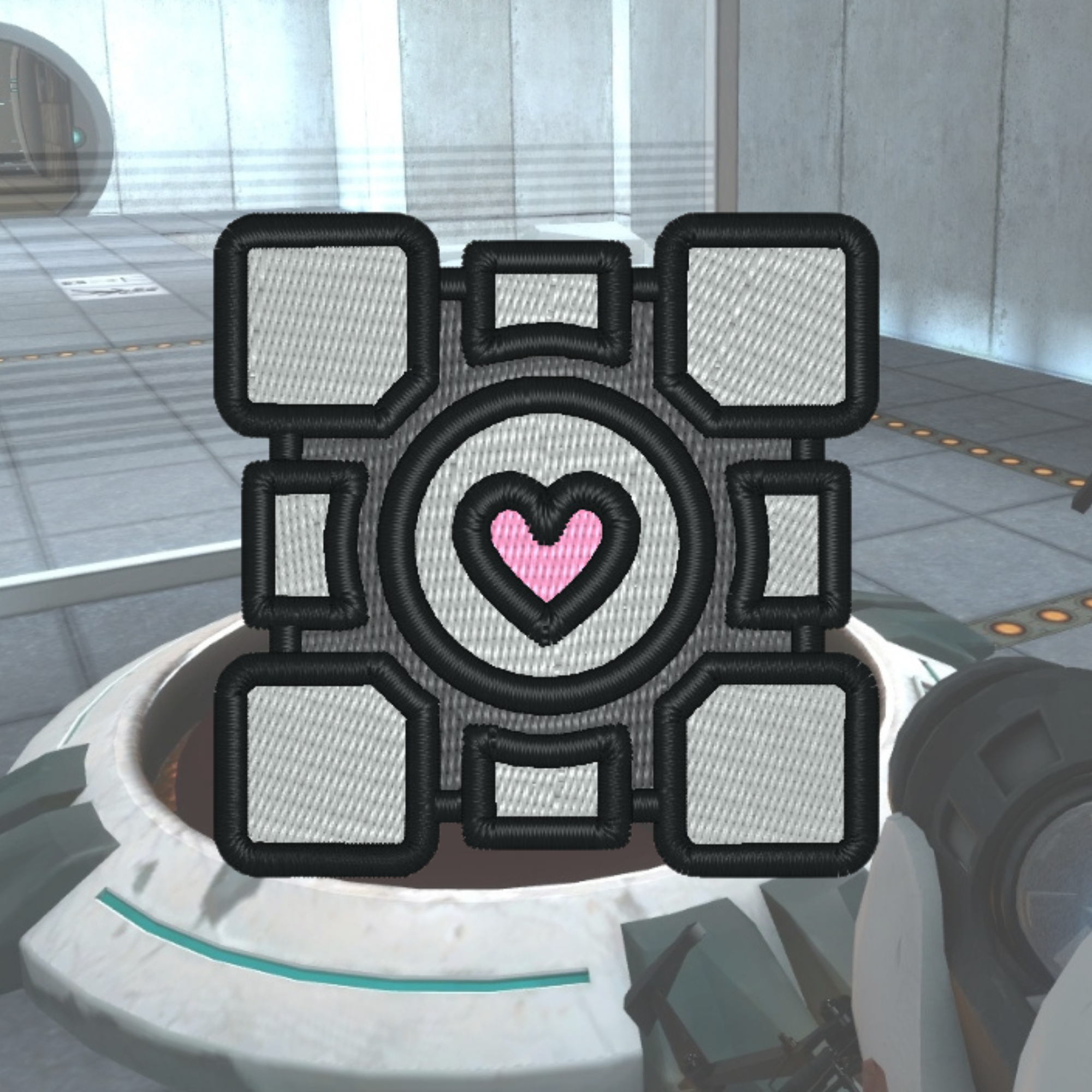 Companion Cube Portal Embroidered Iron-on Patch