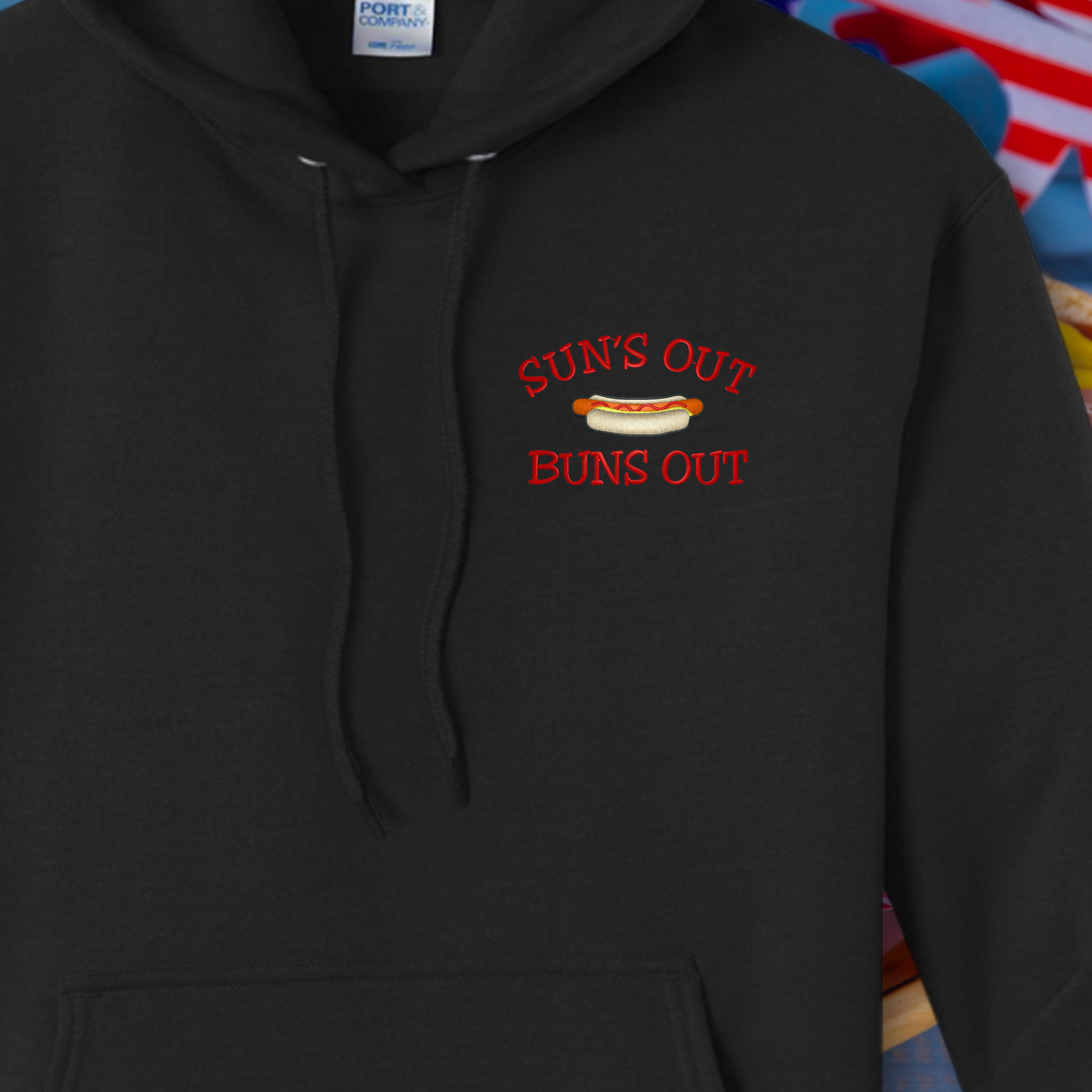 Suns Out Buns Out Black Hoodie, Unisex