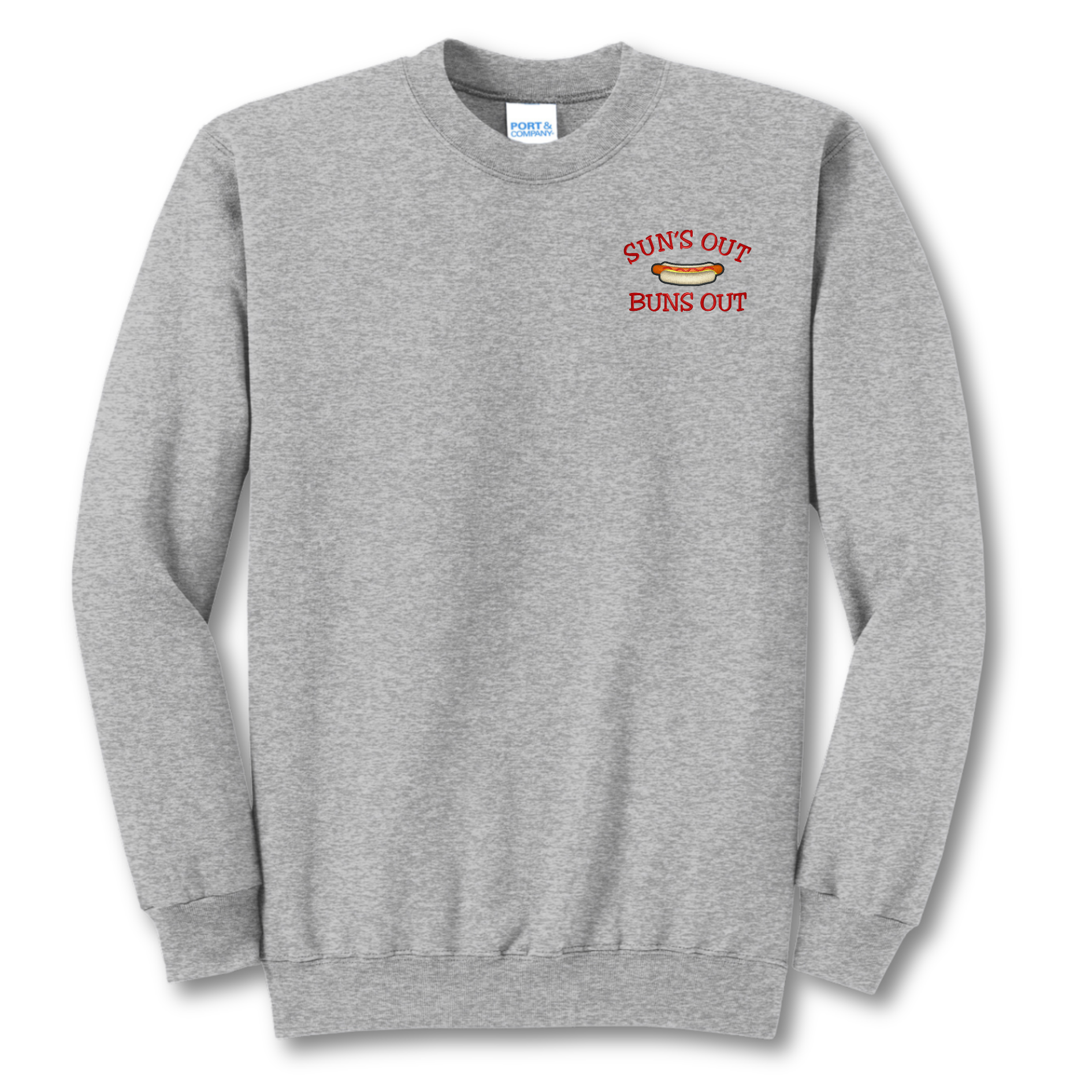 Suns Out Buns Out Embroidered Crewneck Sweatshirt, Unisex