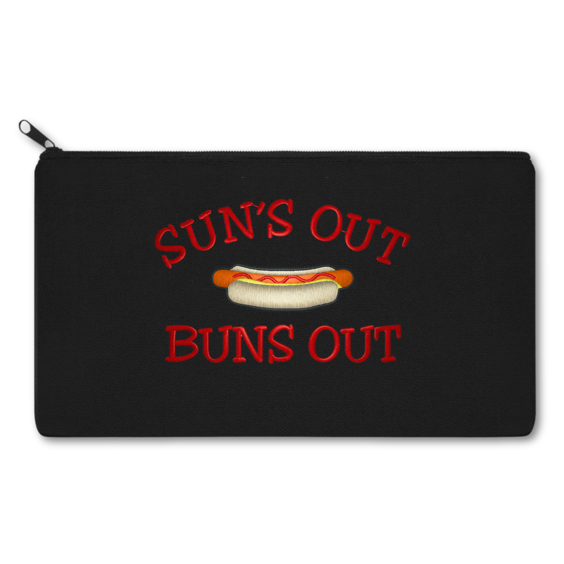 Suns Out Buns Out Embroidered Multipurpose Zipper Pouch Bag