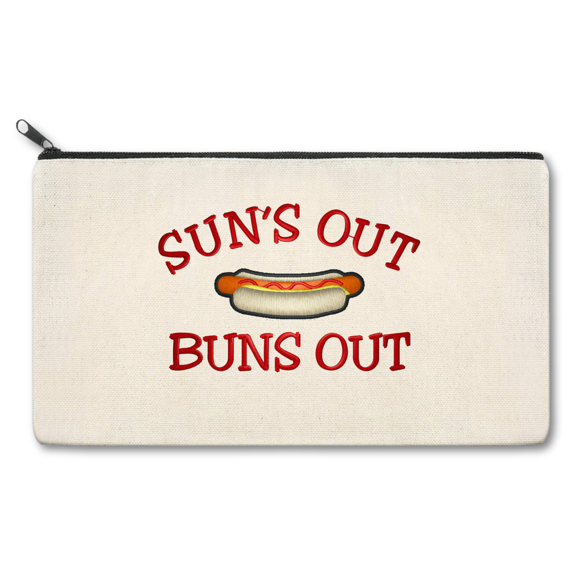 Suns Out Buns Out Embroidered Multipurpose Zipper Pouch Bag