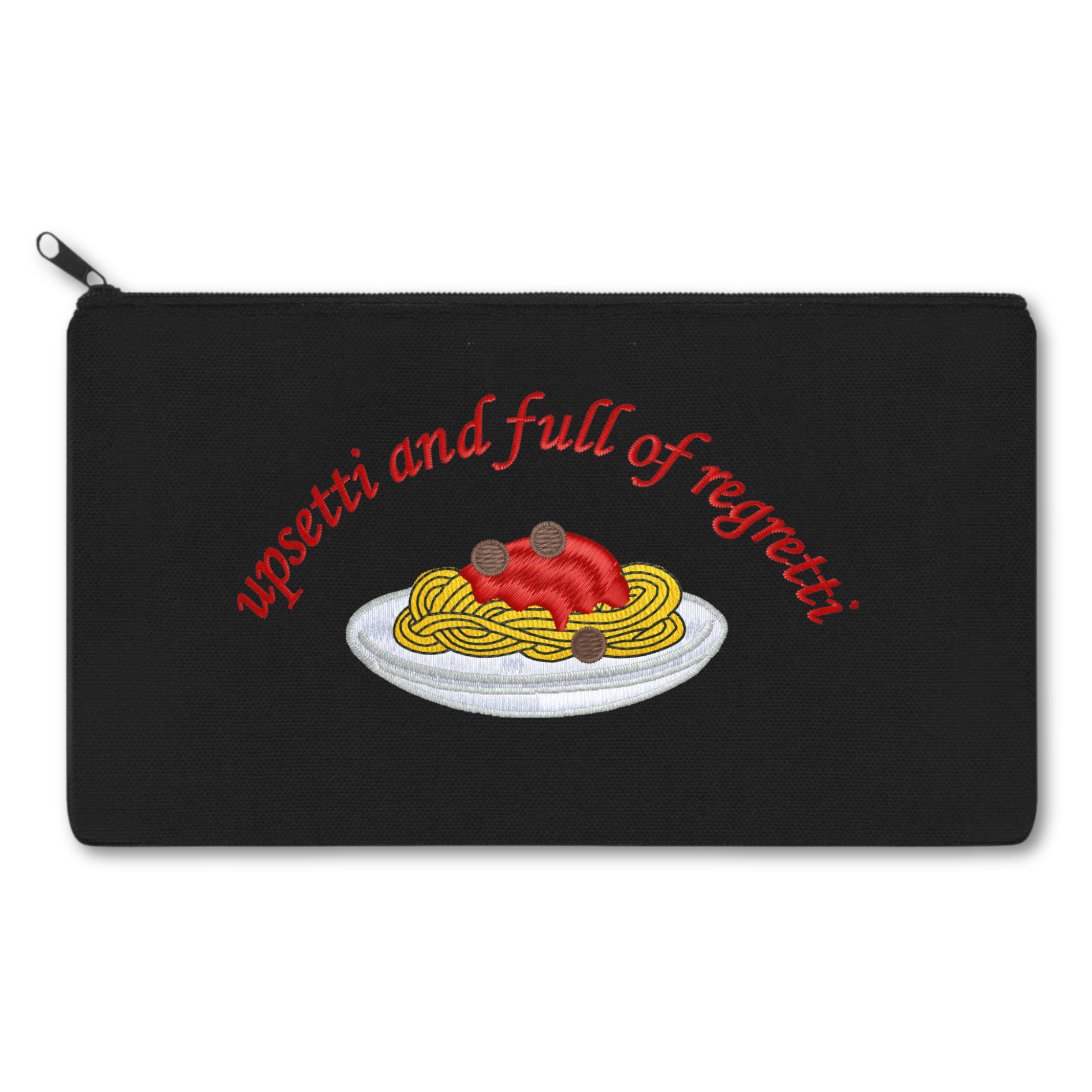 Uppsetti and Full of Regretti Embroidered Multipurpose Zipper Pouch Bag