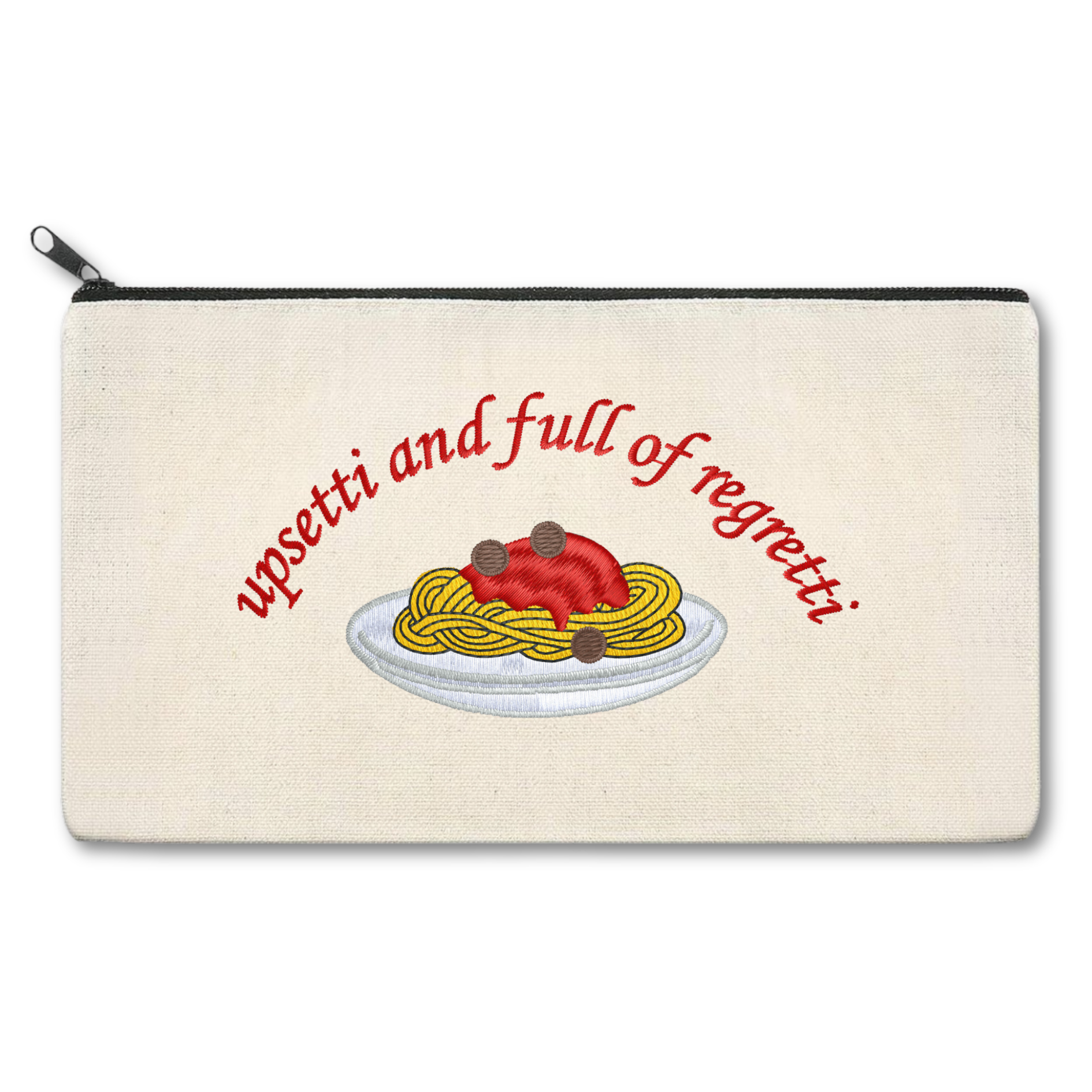 Uppsetti and Full of Regretti Embroidered Multipurpose Zipper Pouch Bag