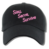 Load image into Gallery viewer, Slay Serve Survive Embroidered Black Dad Hat, One Size Fits All