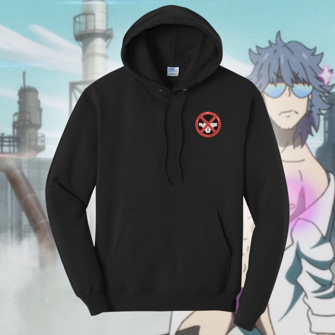 Nudist Beach Embroidered Kill La Kill Black Hoodie, Unisex