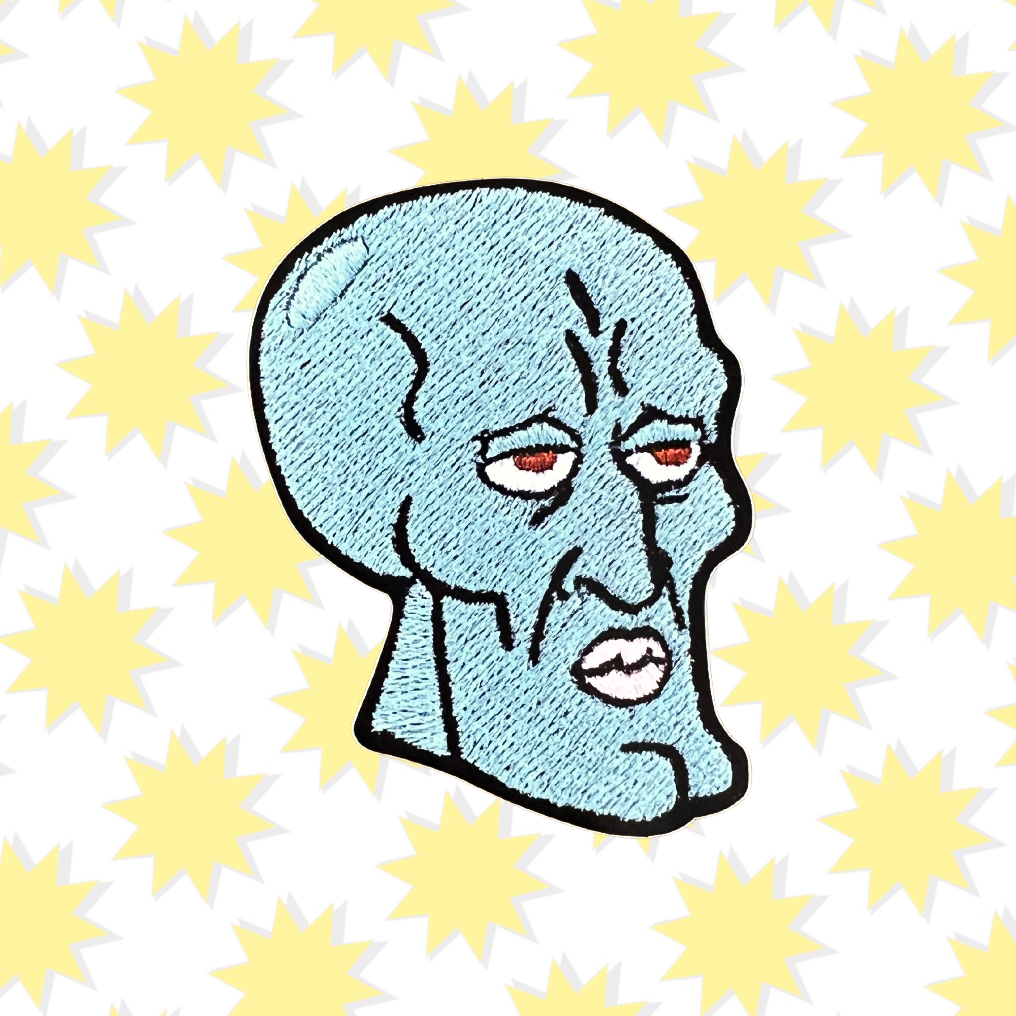 Handsome Squidward Vinyl Embroidery Sticker 3"