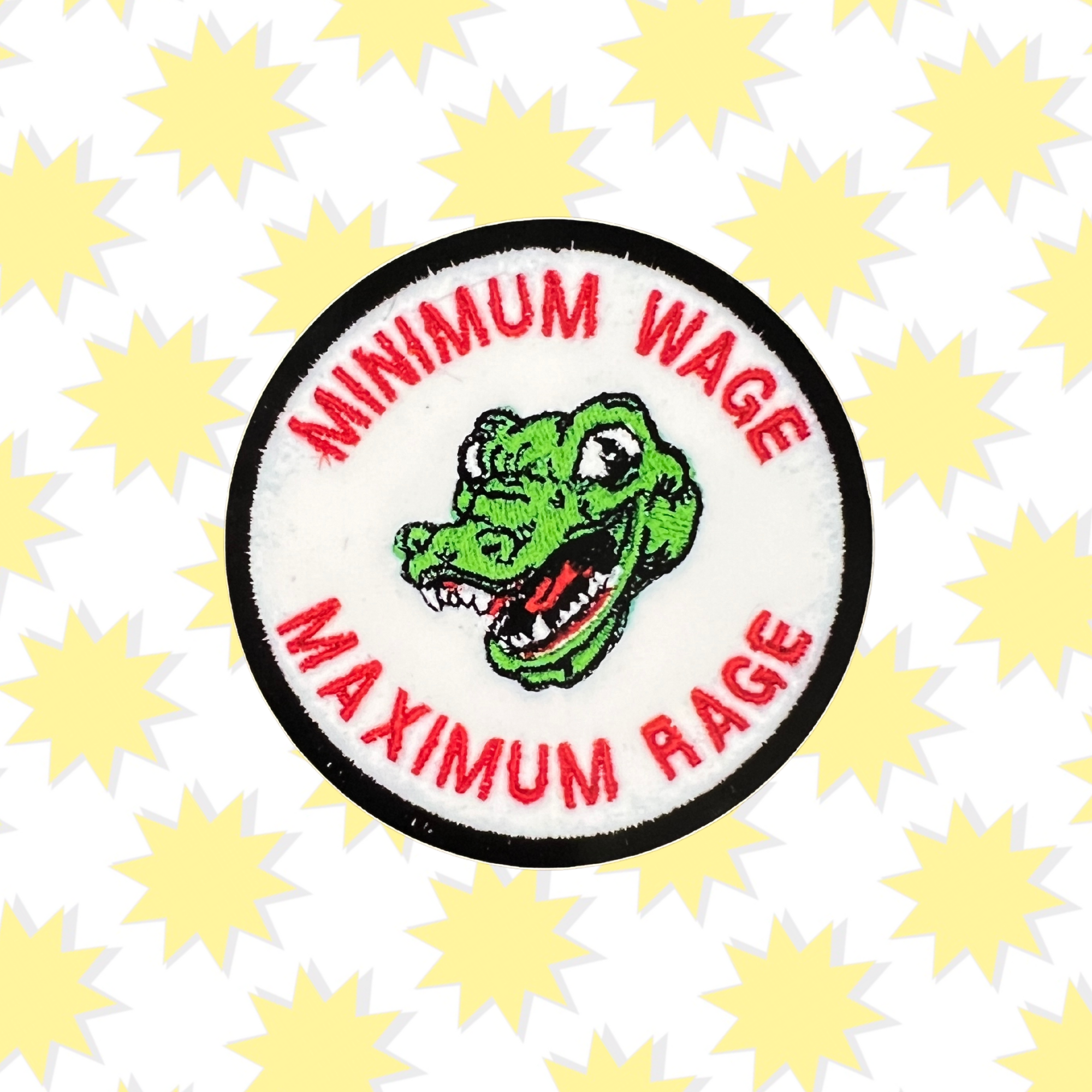 Minimum Wage Maximum Rage Vinyl Embroidery Sticker 3"