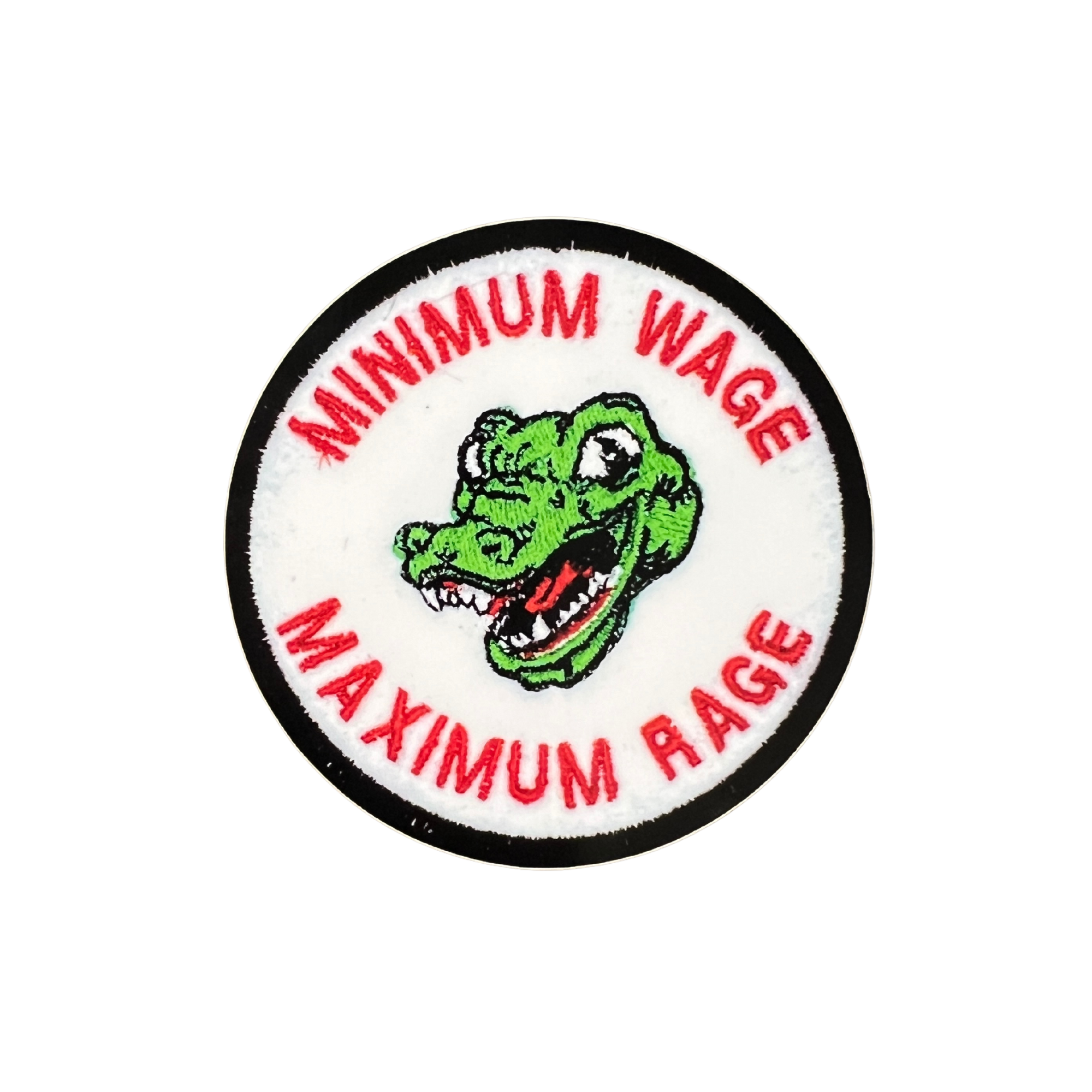 Minimum Wage Maximum Rage Vinyl Embroidery Sticker 3"