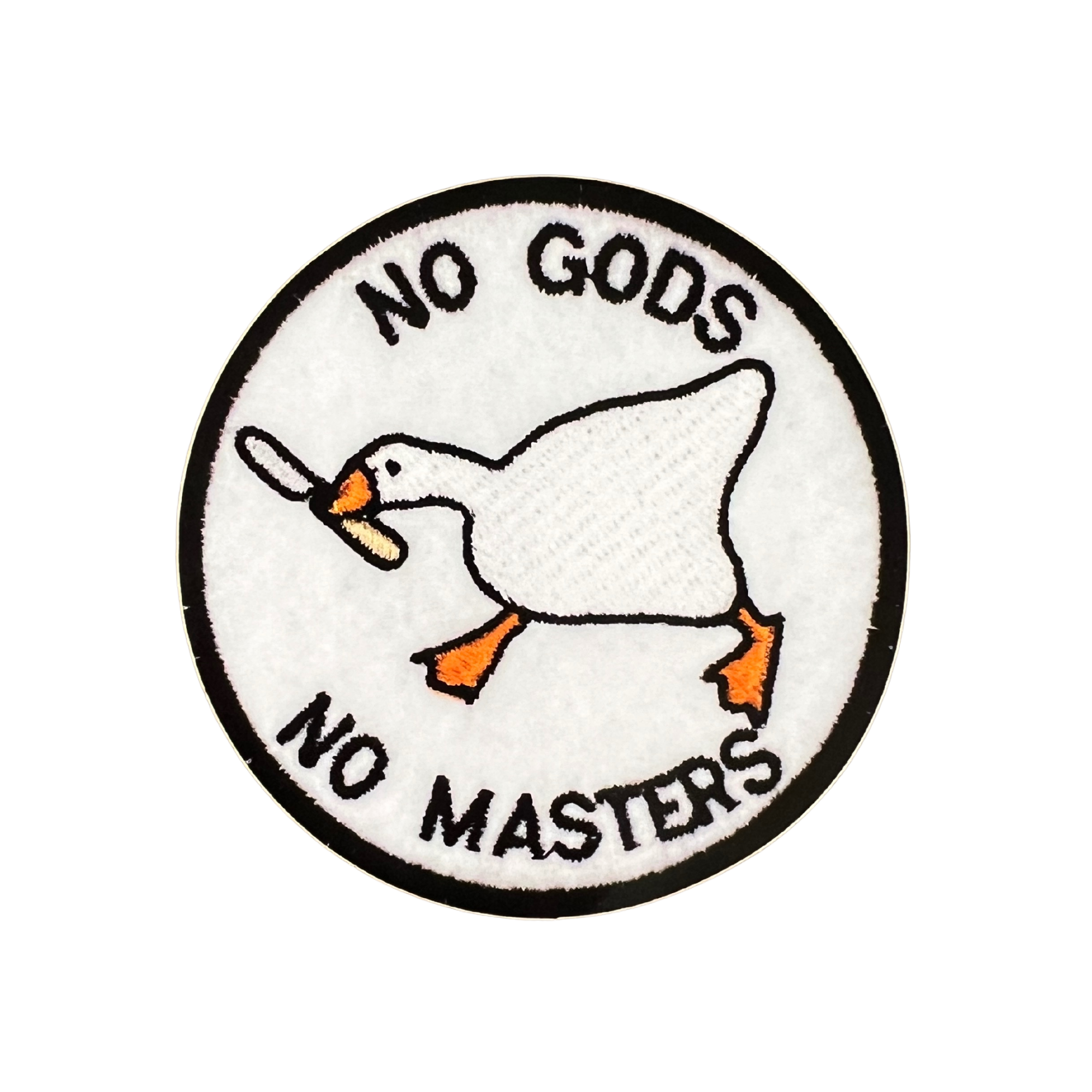 No Gods No Masters Anarchist Goose Game Vinyl Embroidery Sticker 3"