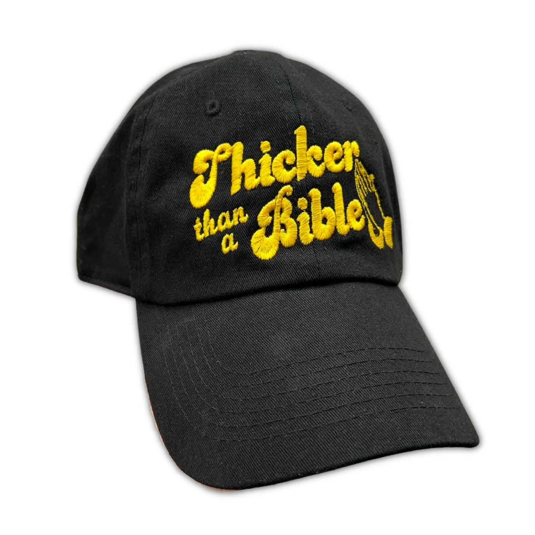 Thicker Than A Bible Embroidered Black Dad Hat, One Size Fits All