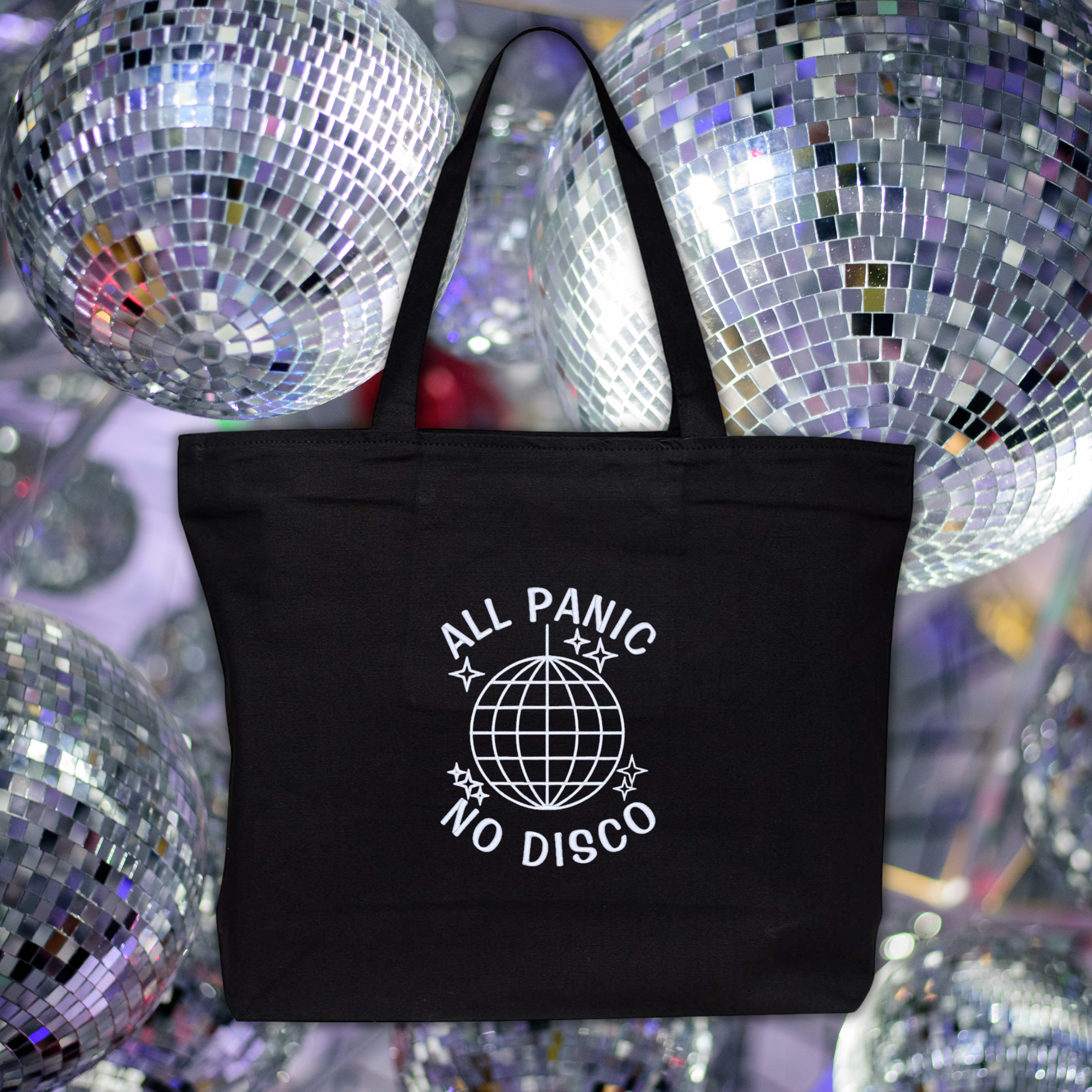 All Panic No Disco Embroidered Canvas Tote Bag
