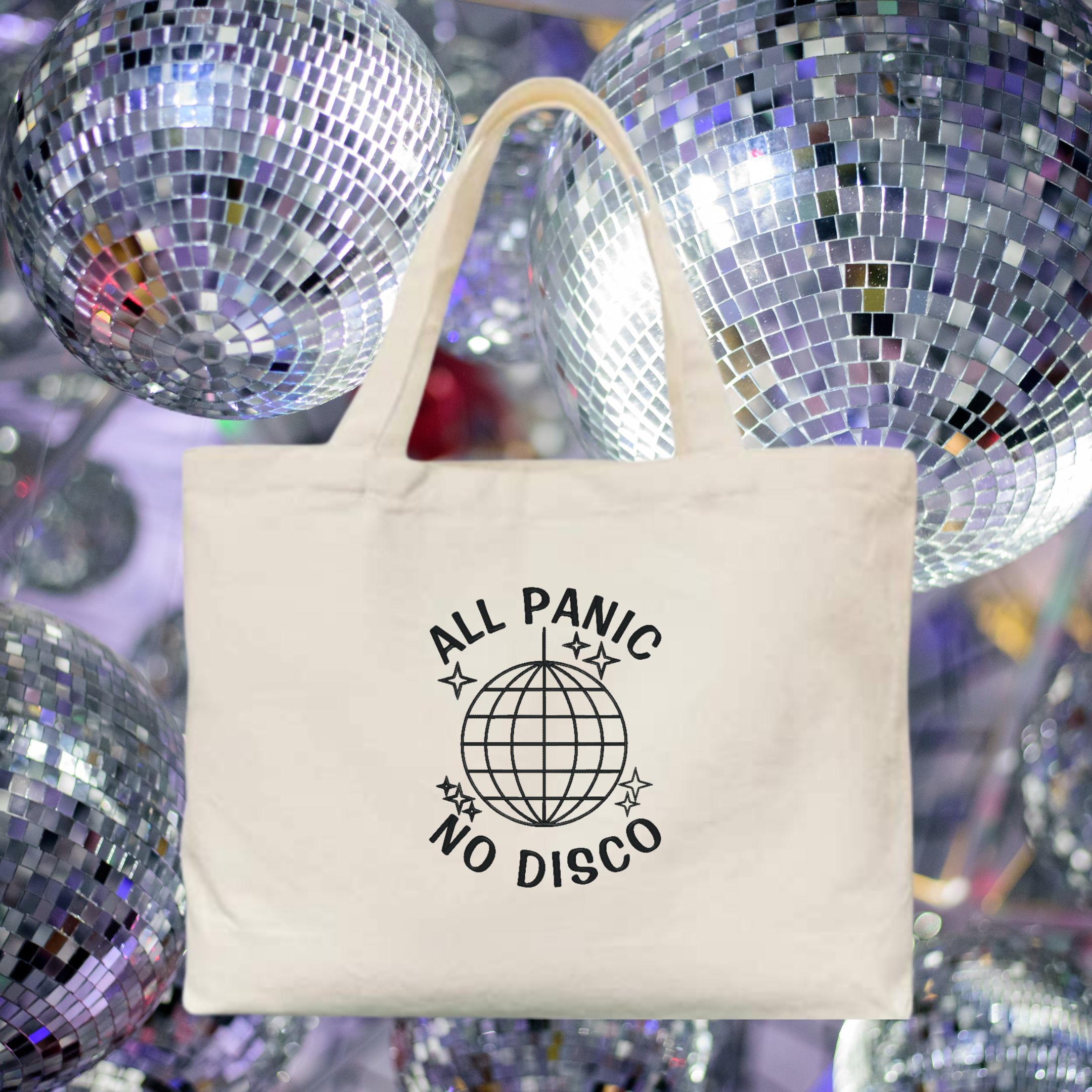 All Panic No Disco Embroidered Canvas Tote Bag
