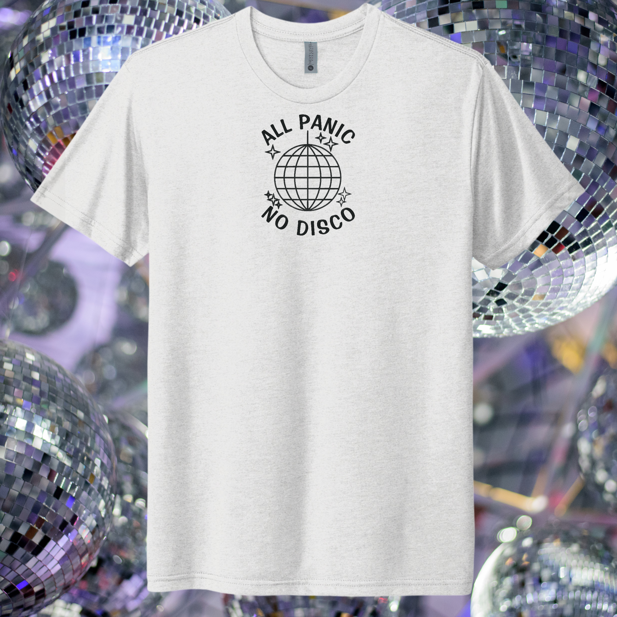 All Panic No Disco Embroidered Tee Shirt, Unisex