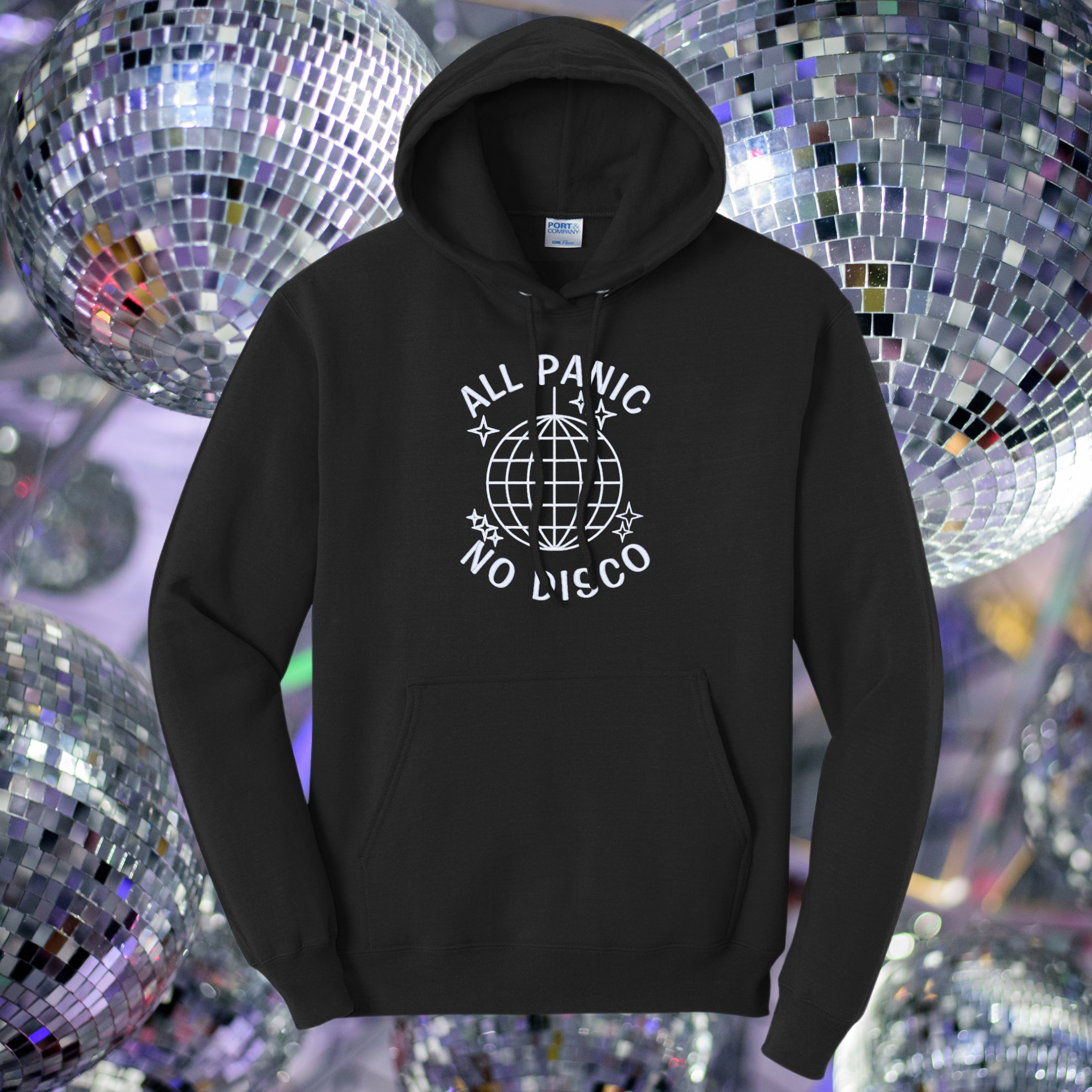 All Panic No Disco Embroidered Black Hoodie, Unisex