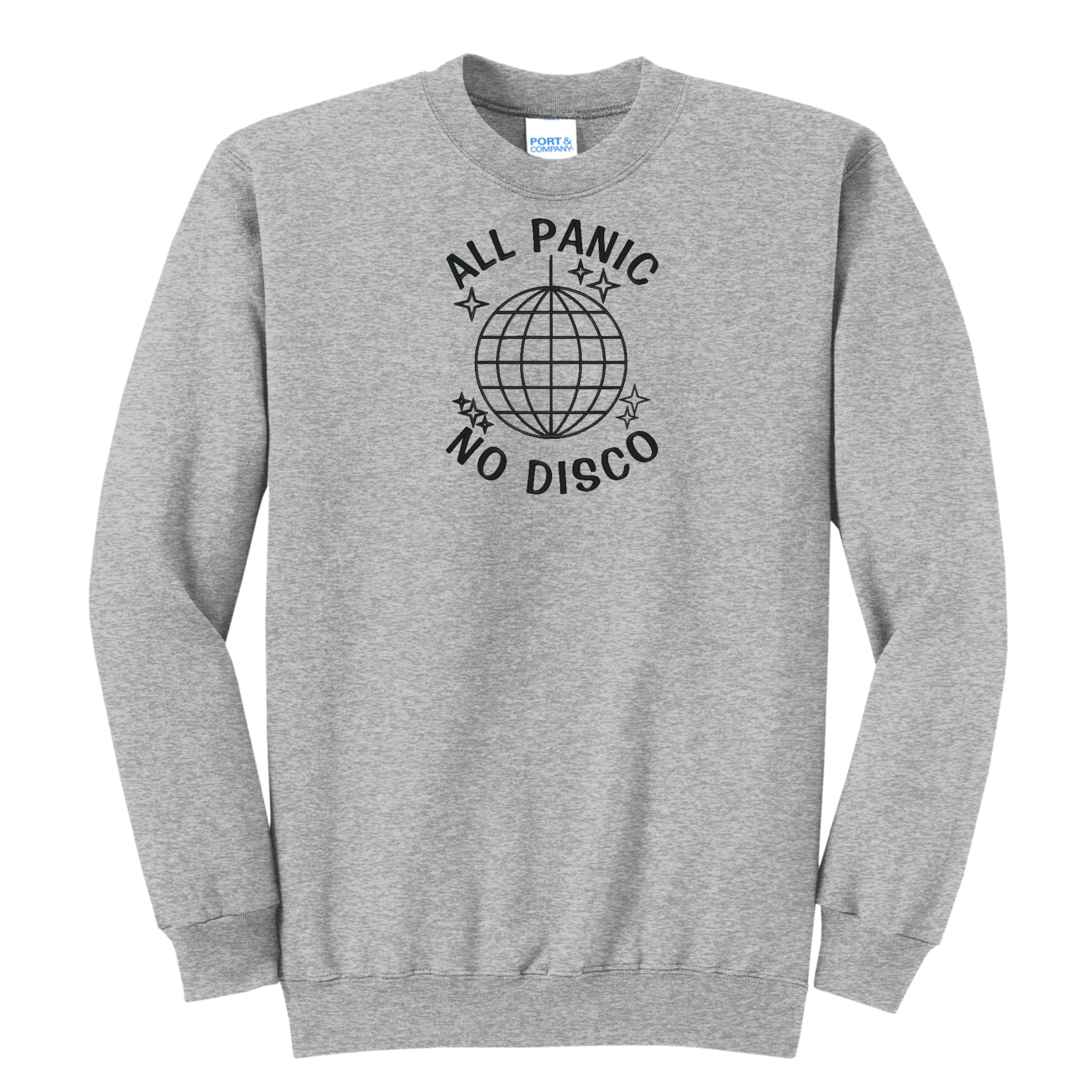 All Panic No Disco Embroidered Crewneck Sweatshirt, Unisex