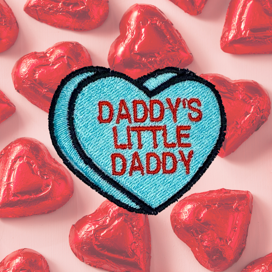 Daddy's Little Daddy Candy Conversation Heart Embroidered Iron-on Patch