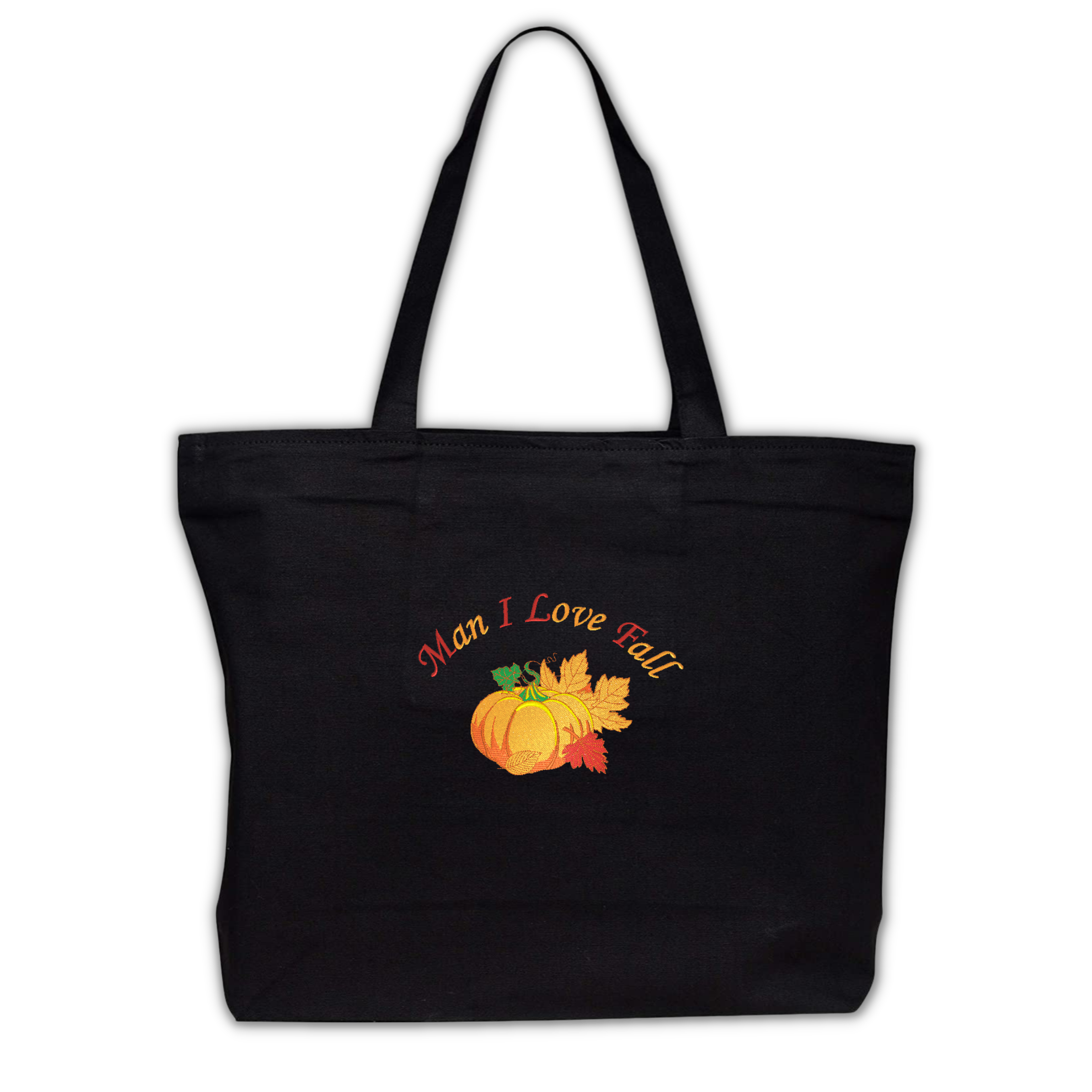 Man I Love Fall MILF Embroidered Canvas Tote Bag