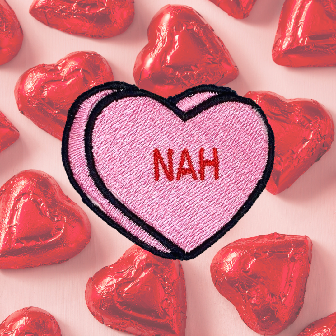 Nah Candy Conversation Heart Embroidered Iron-on Patch