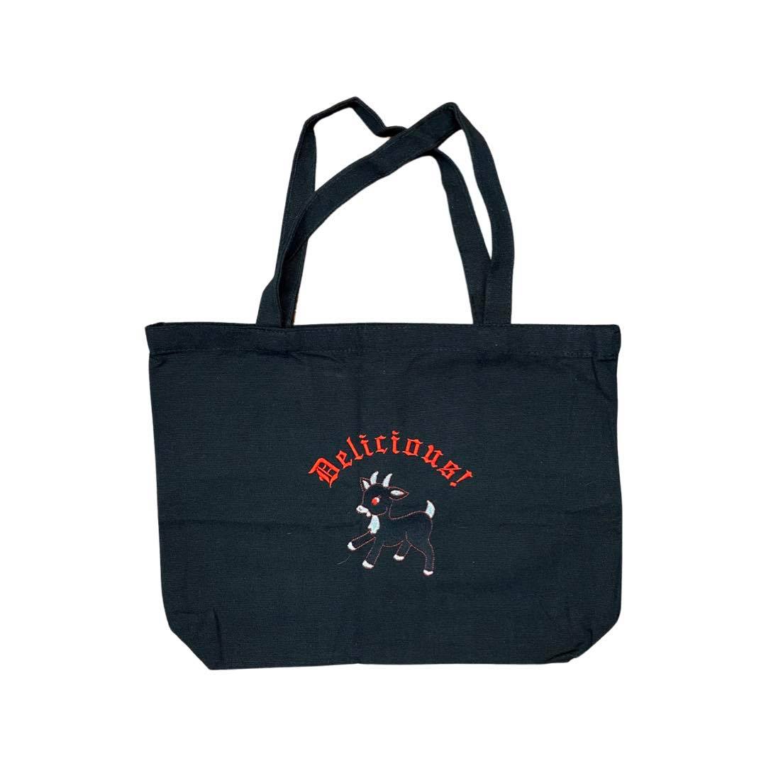 Delicious! Black Phillip VVitch Inspired Black Embroidered Tote Bag