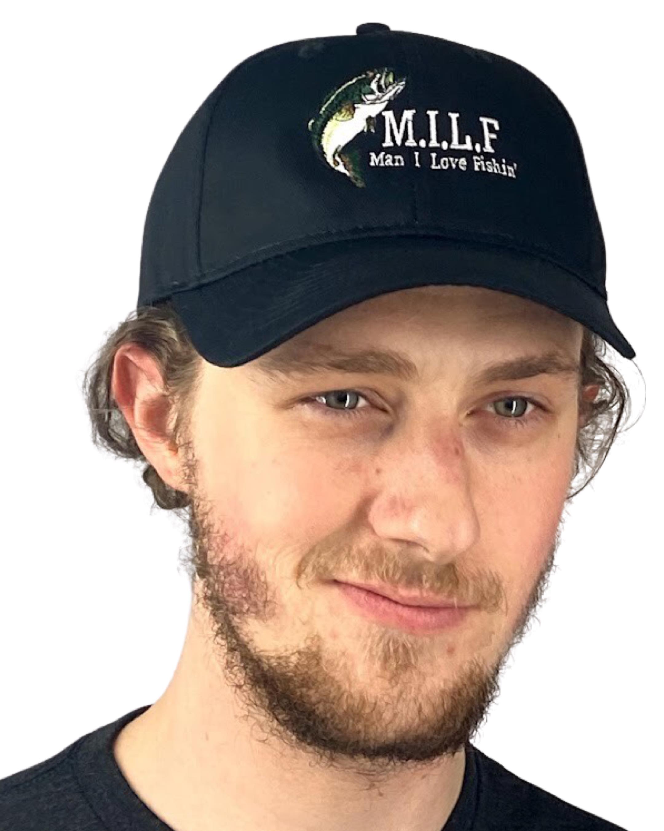 Man I Love Fishin' MILF Embroidered Black Dad Hat, One Size Fits All