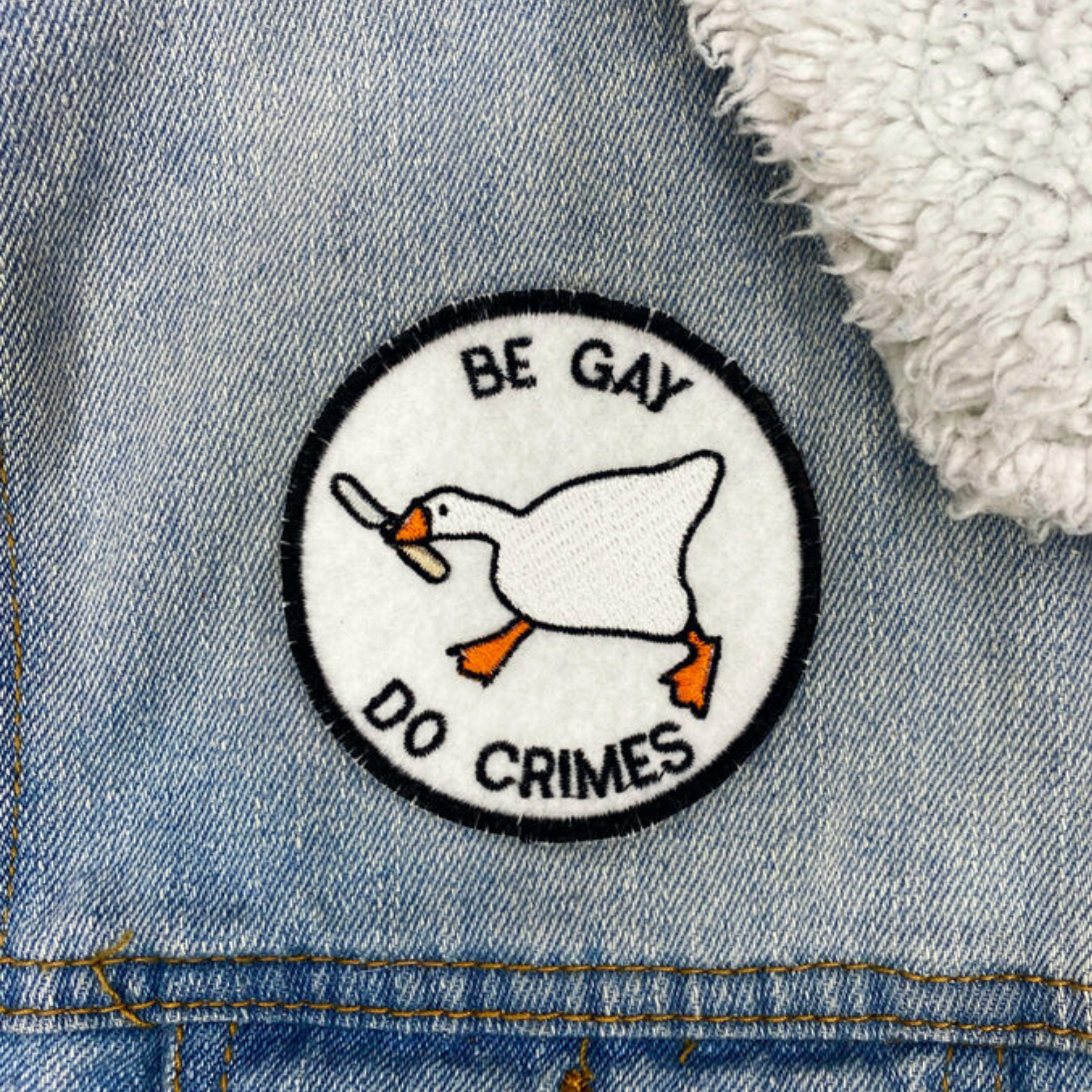Untitled Goose Game "No Gods No Masters" Embroidered Iron-on Patch