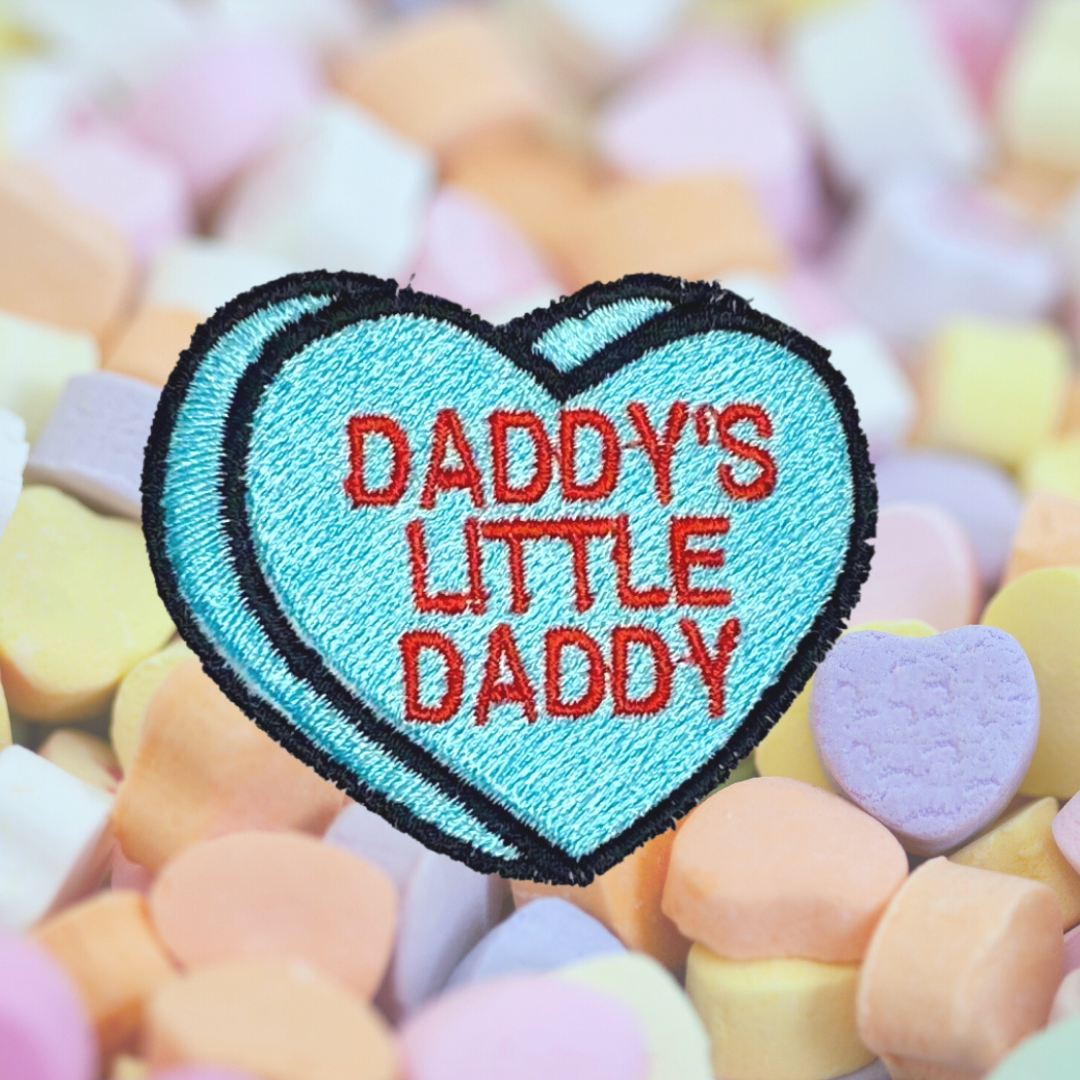Daddy's Little Daddy Candy Conversation Heart Embroidered Iron-on Patch