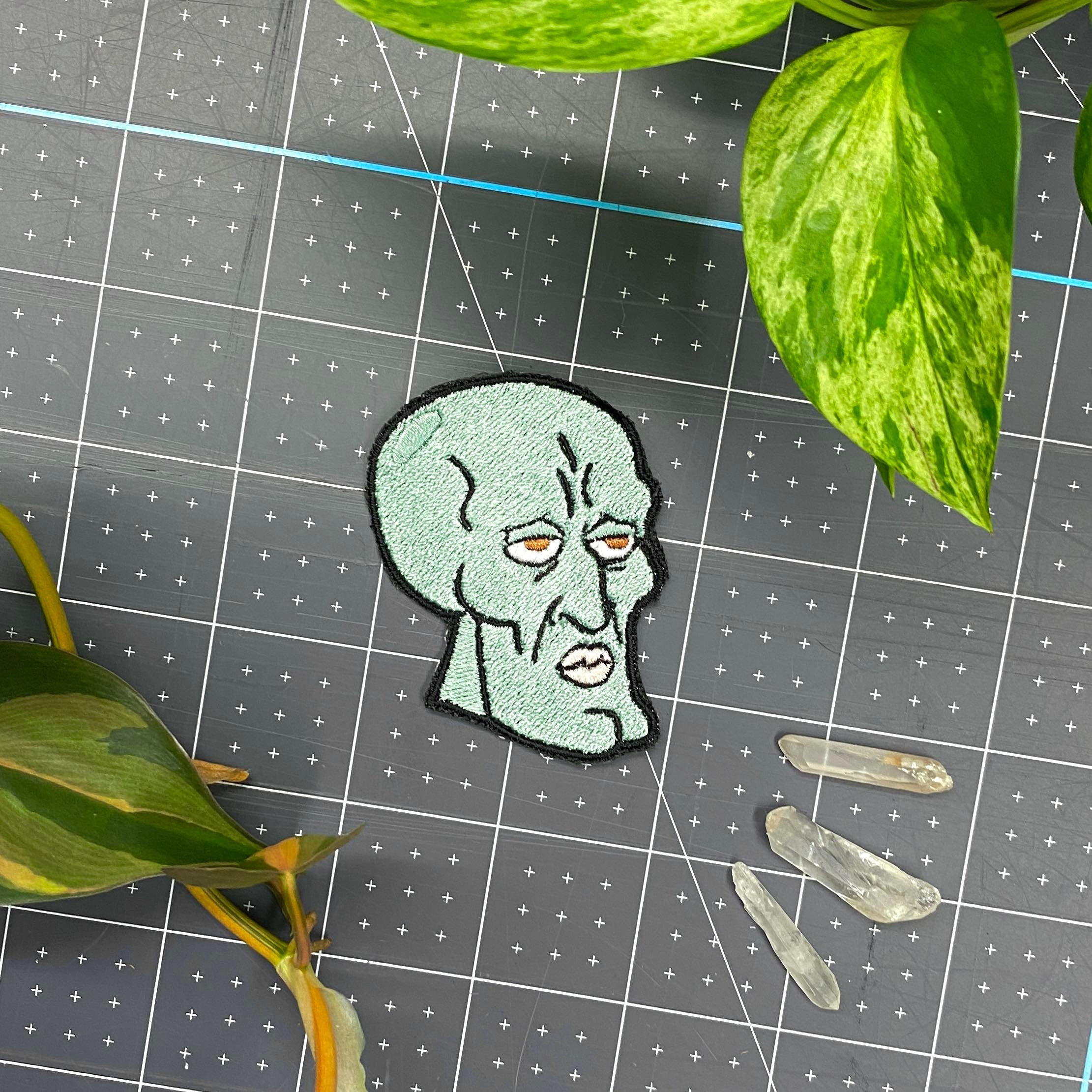 Handsome Squidward Embroidered Iron-on Patch