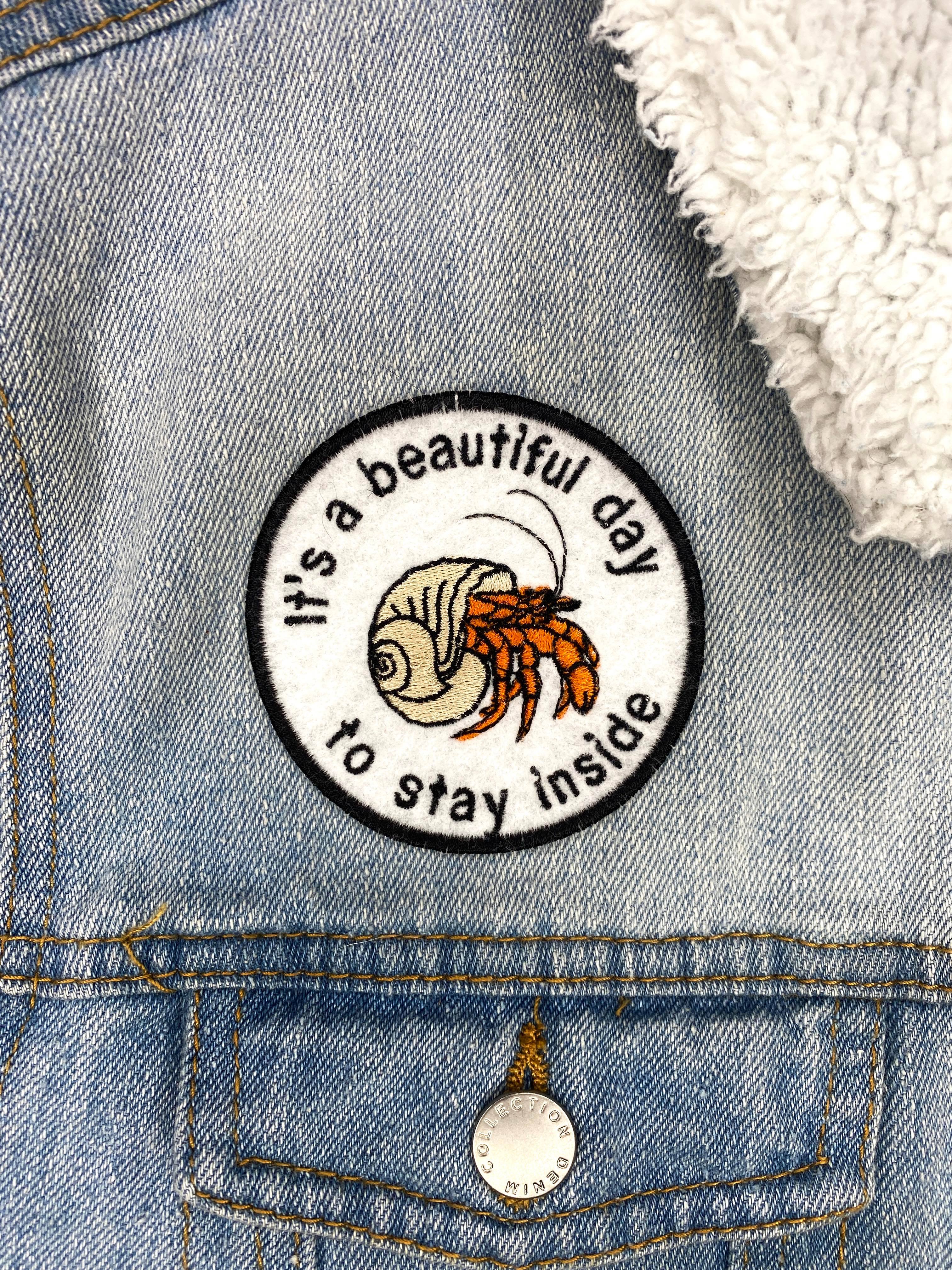 Inside Hermit Crab Embroidered Iron-on Patch