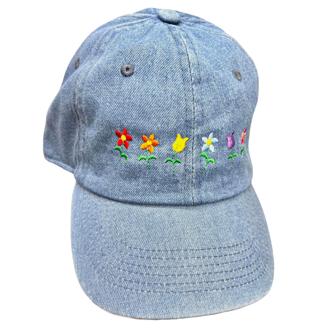 Pride Flowers Denim Dad Hat, One Size Fits All