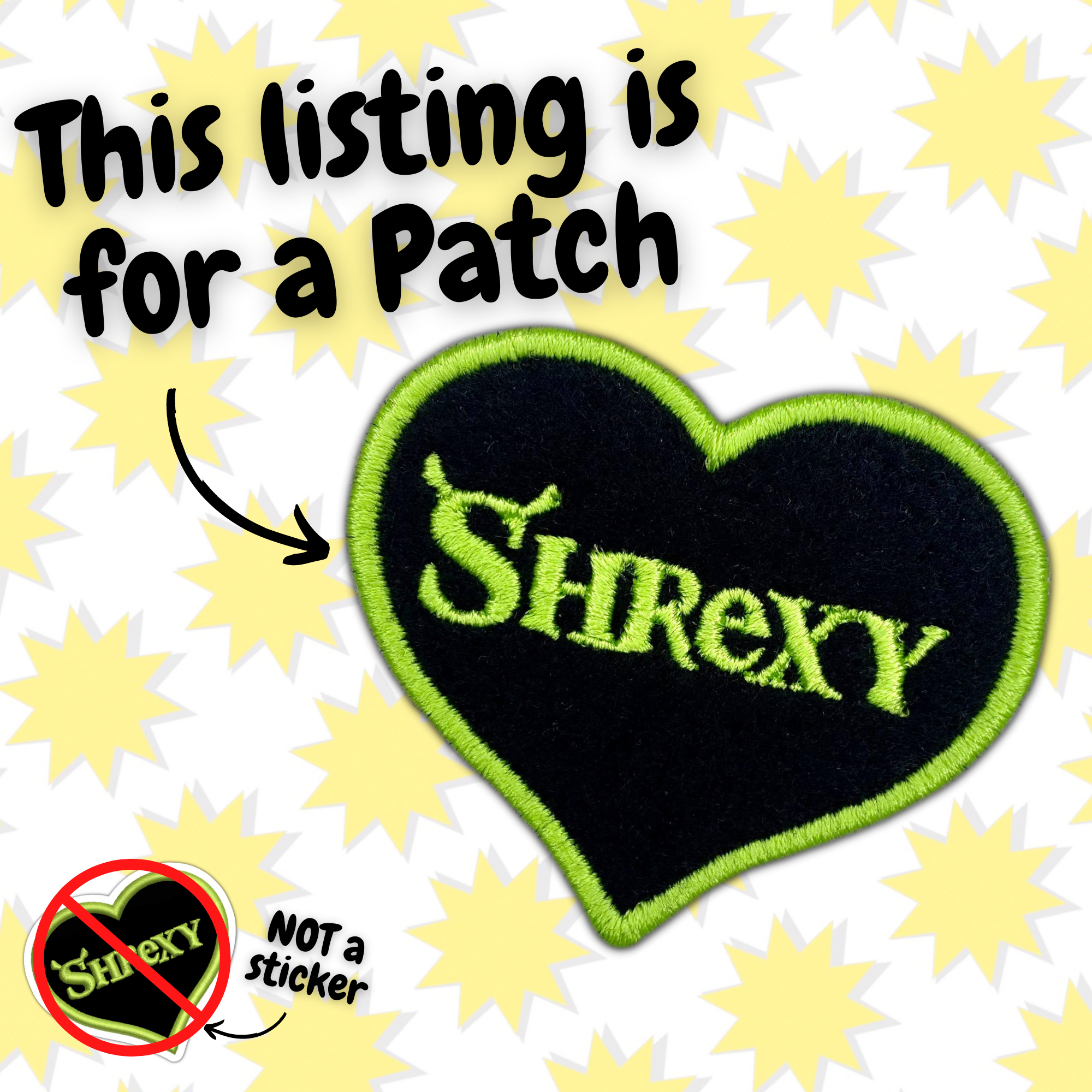 Shrexy Embroidered Black Heart Iron-on Patch