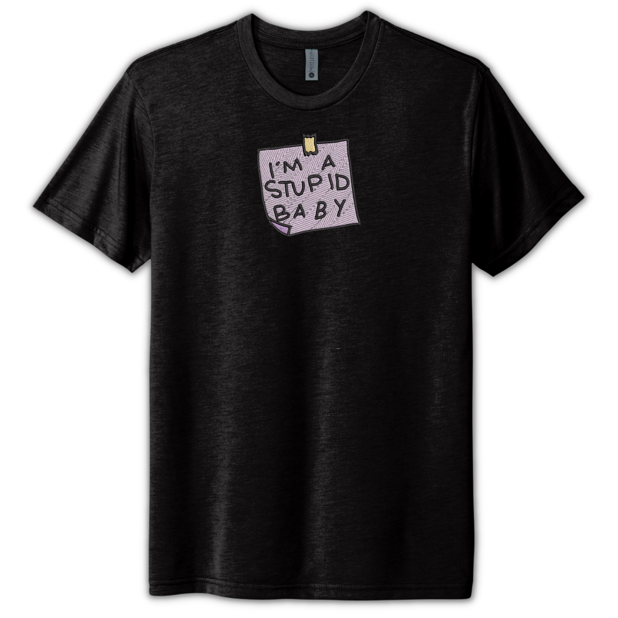 I'm A Stupid Baby Simpson's Inspired Embroidered Black Tee Shirt, Unisex