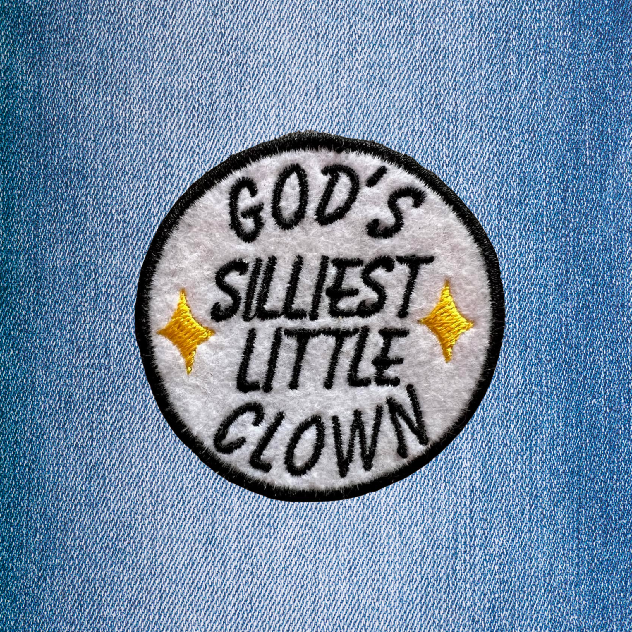 God's Silliest Little Clown Embroidered Iron-on Patch
