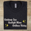 Load image into Gallery viewer, Gatekeep Sun Gaslight Moon Girlboss Rising Embroidered Black Tee Shirt, Unisex