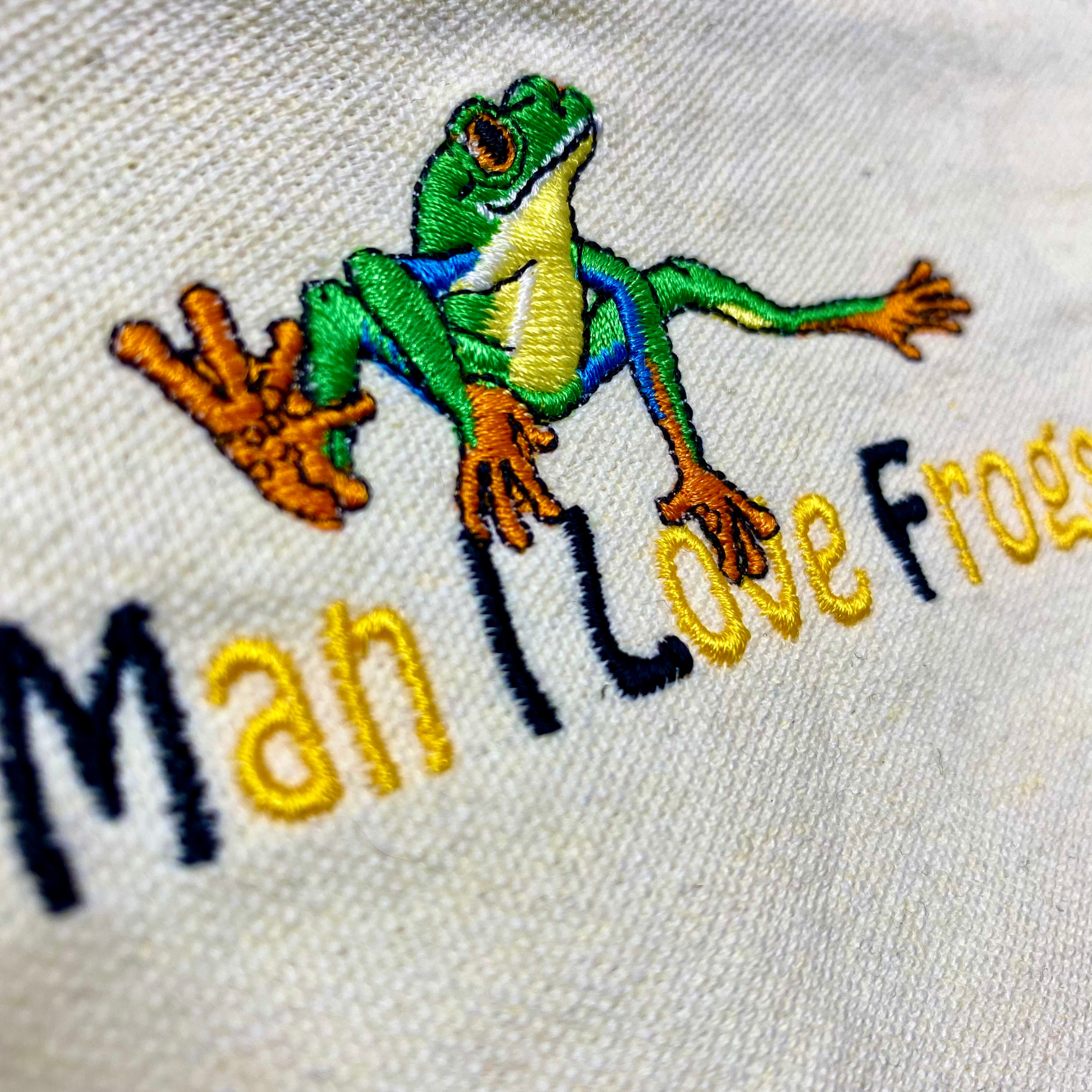 Man I Love Frogs MILF Embroidered Multipurpose Canvas Pouch