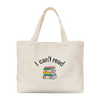 I Can't Read Embroidered Canvas Tote Book Bag