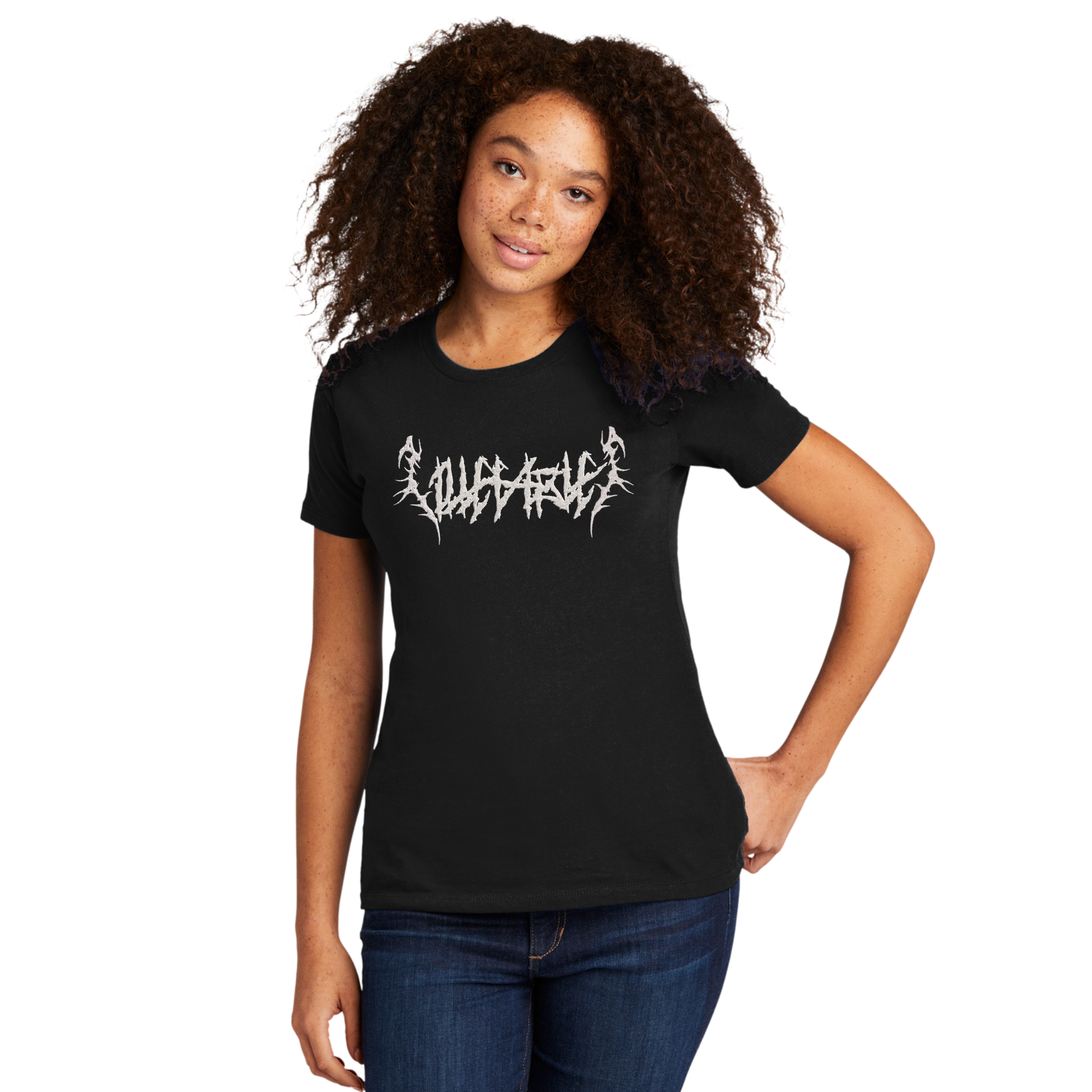 ILLEGIBLE Death Metal Embroidered Black Tee Shirt Unisex