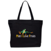 Man I Love Frogs MILF Embroidered Canvas Tote Bag