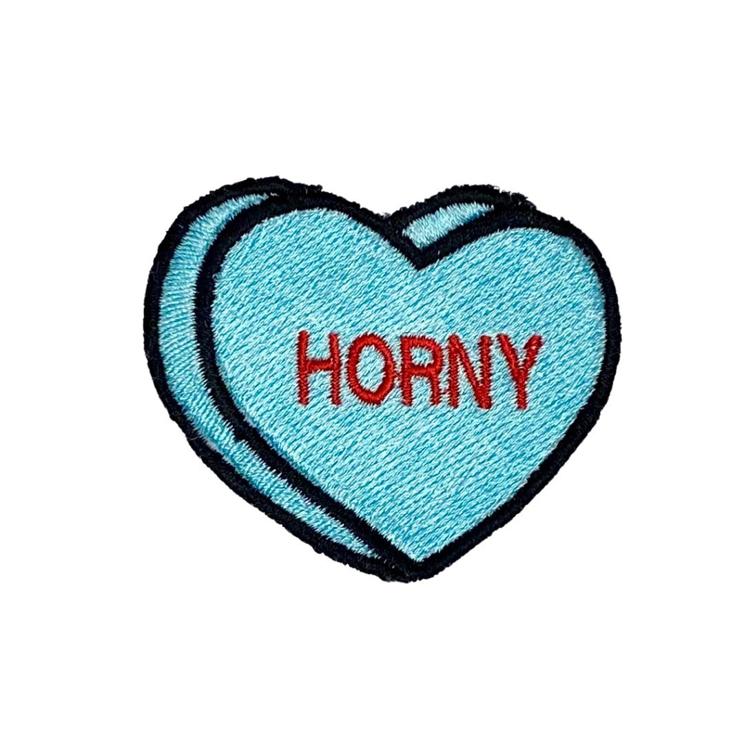 Horny Candy Conversation Heart Embroidered Iron-on Patch
