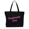 Problematic Fave Embroidered Black Canvas Tote Bag