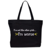 I'm Not Like Other Girls, I'm Worse Black Embroidered Canvas Tote Bag
