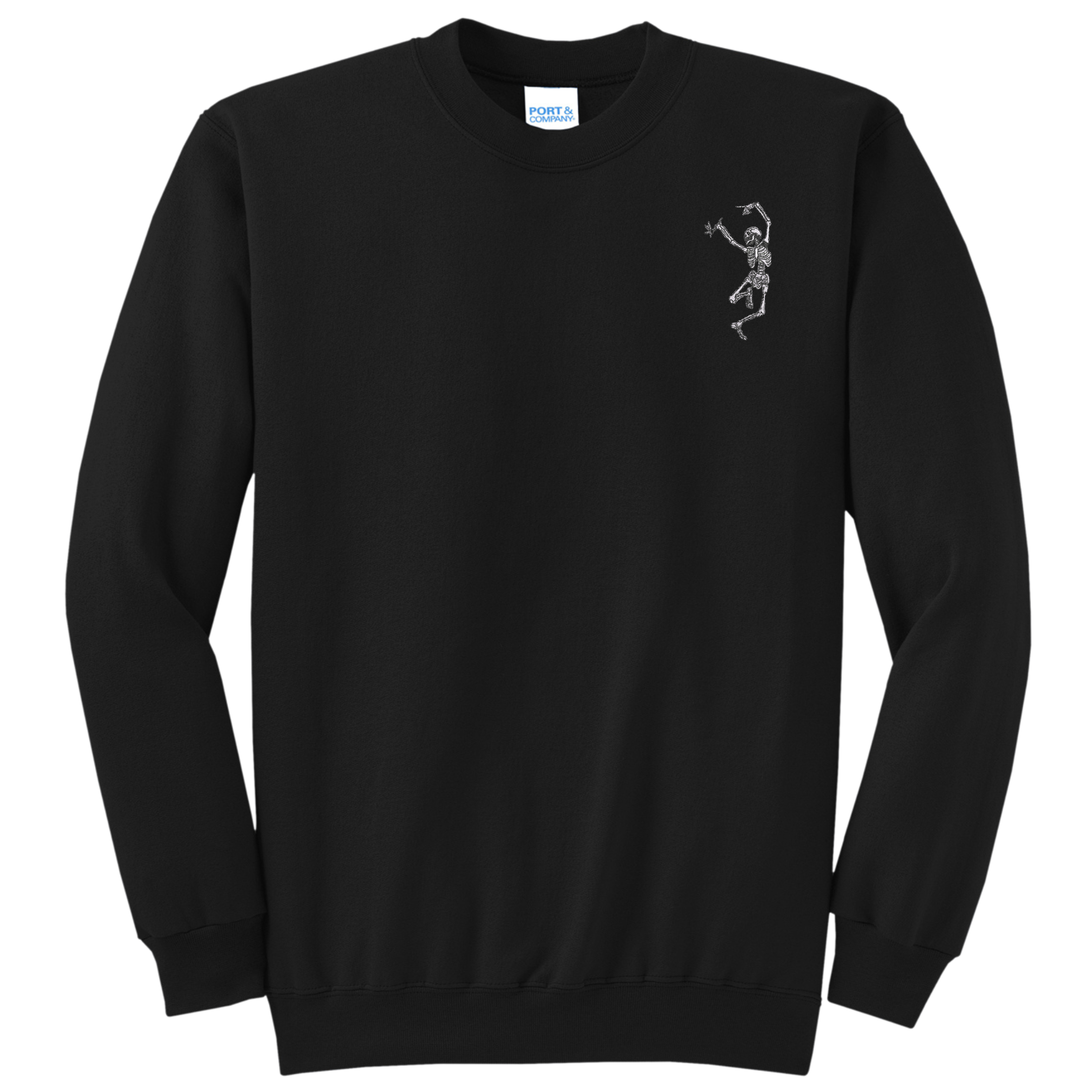 Dancey Skeleton Embroidered Crewneck Sweatshirt, Black, Unisex