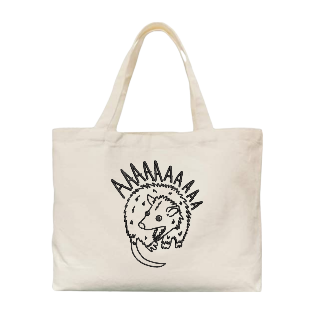 Screaming Possum Embroidered Canvas Tote Bag
