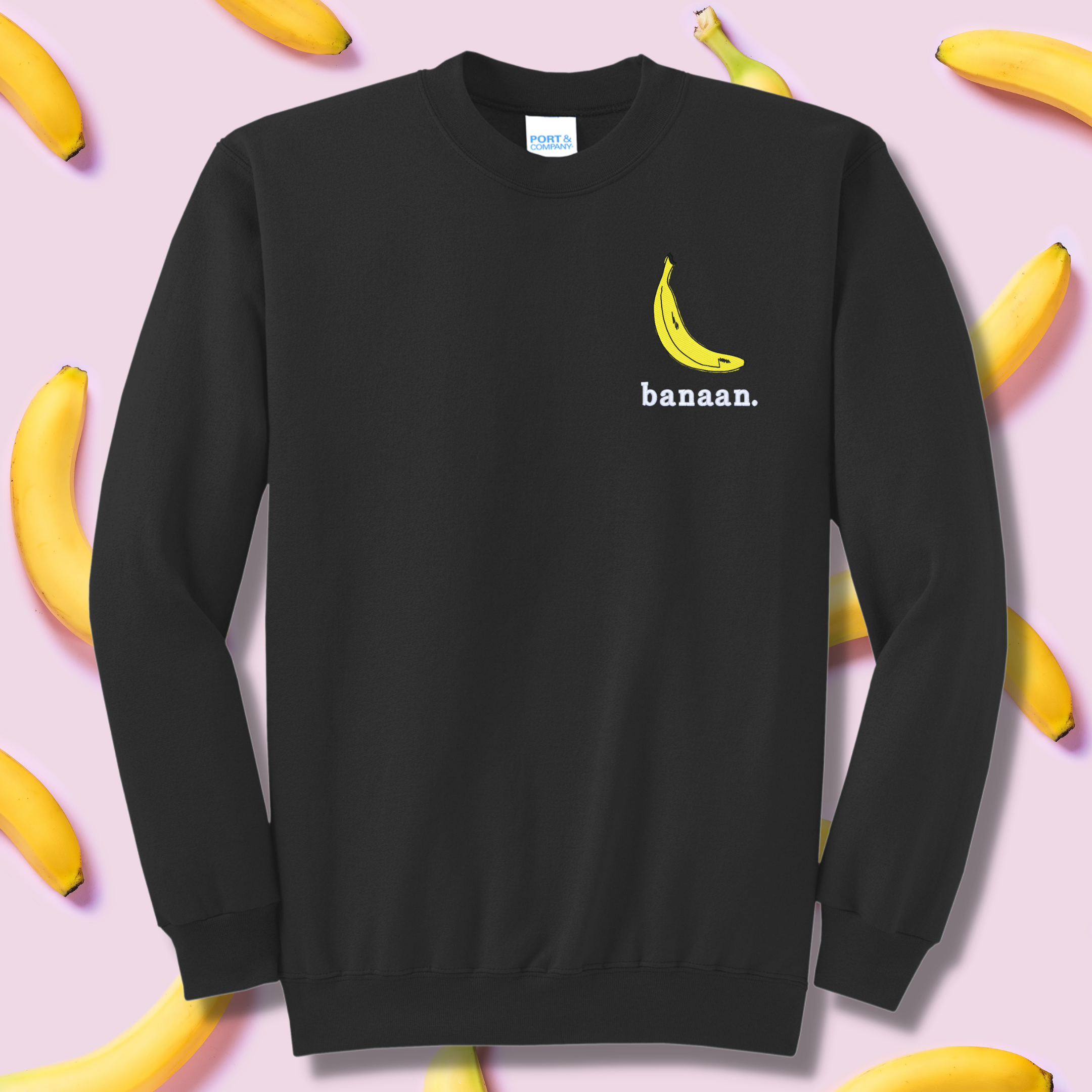 Banaan. Banana Embroidered Crewneck Sweatshirt, Unisex